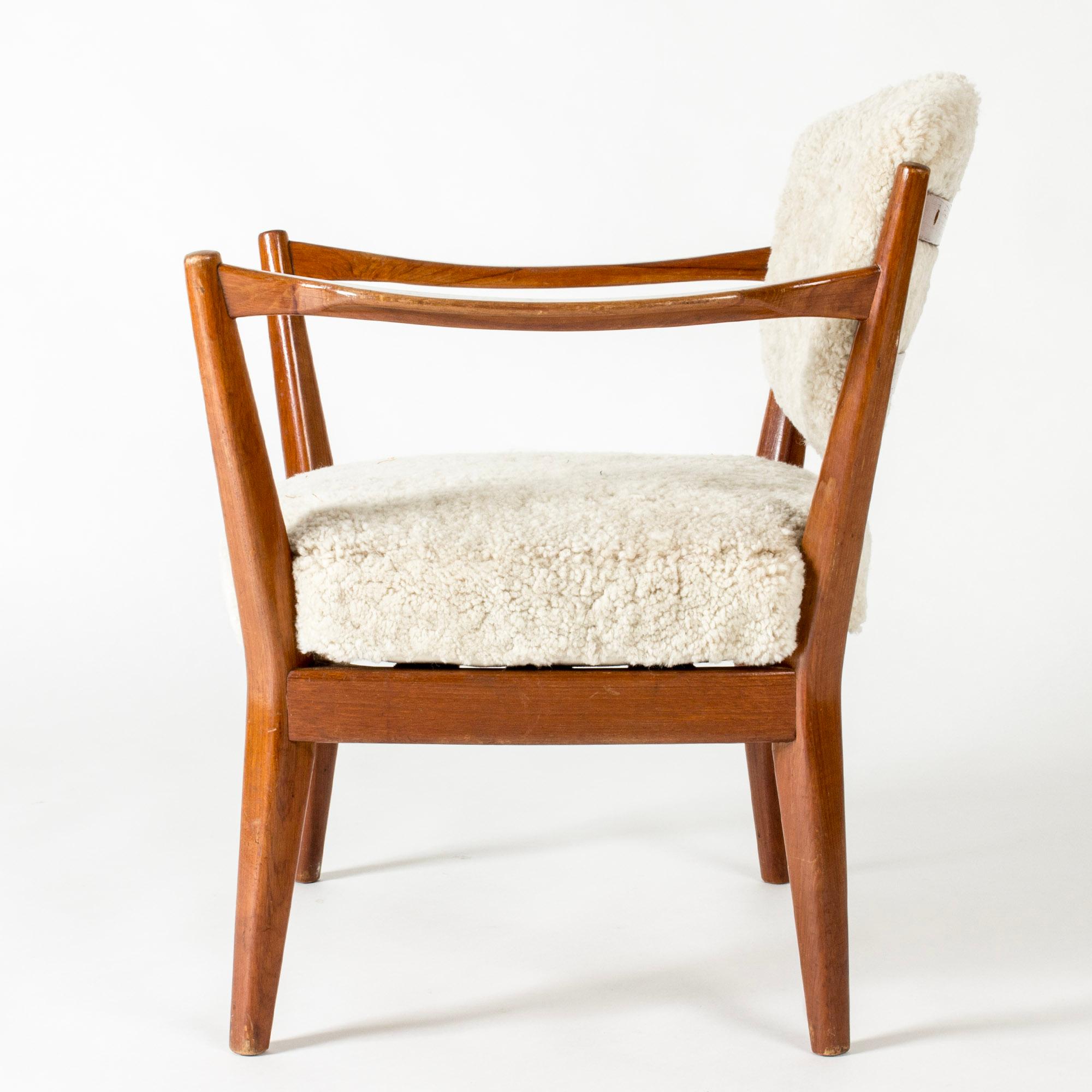 Sheepskin Midcentury Modern Lounge Chairs by Fredrik Kayser, Norway, 1950s For Sale
