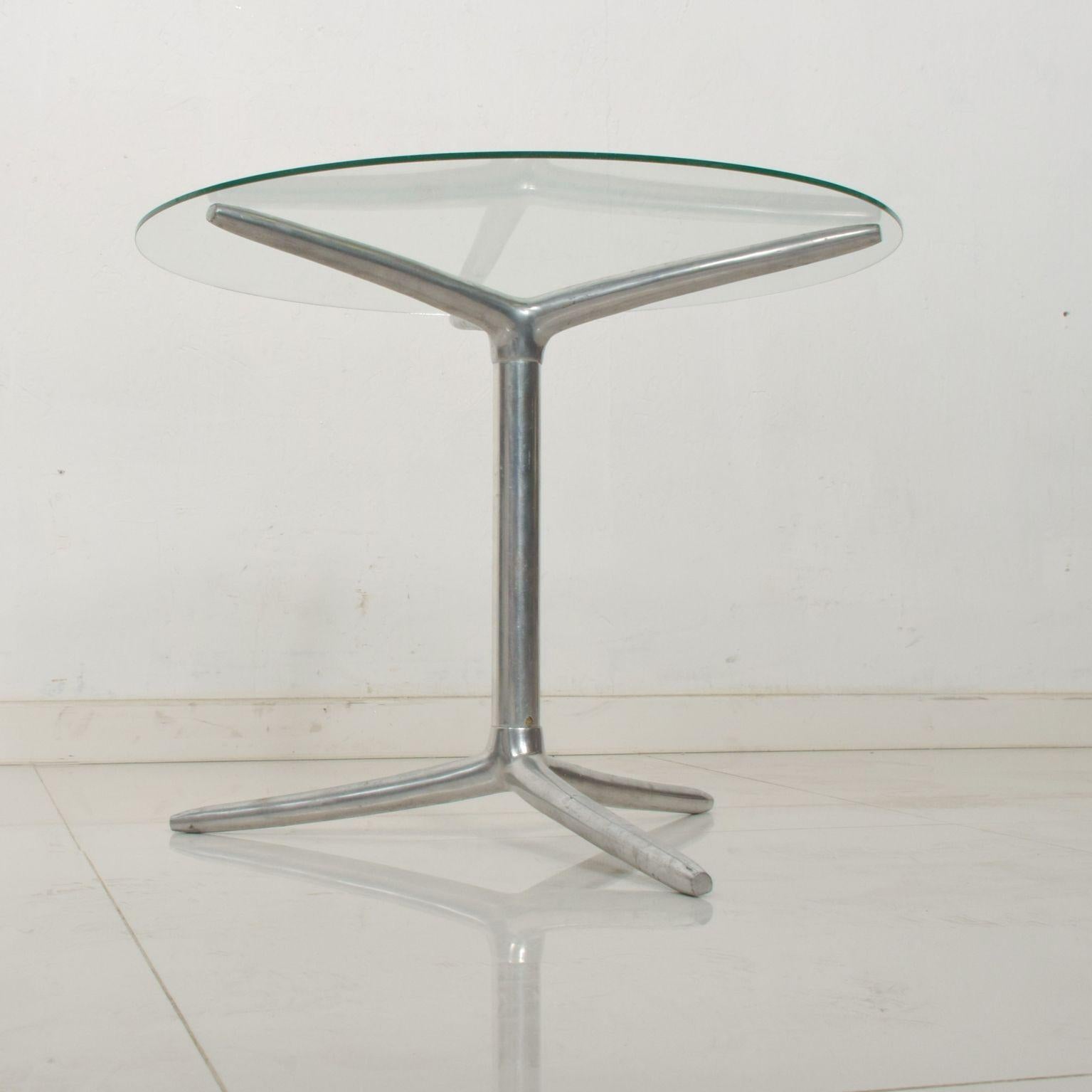 Mid-Century Modern Midcentury Modern Aluminum Tripod Side Table Glass Top 1970s