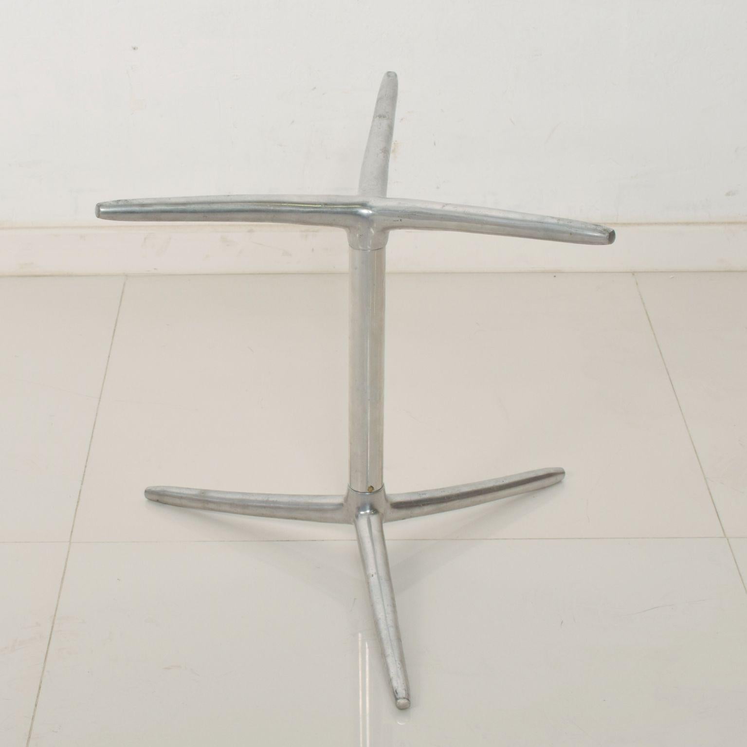 Unknown Midcentury Modern Aluminum Tripod Side Table Glass Top 1970s