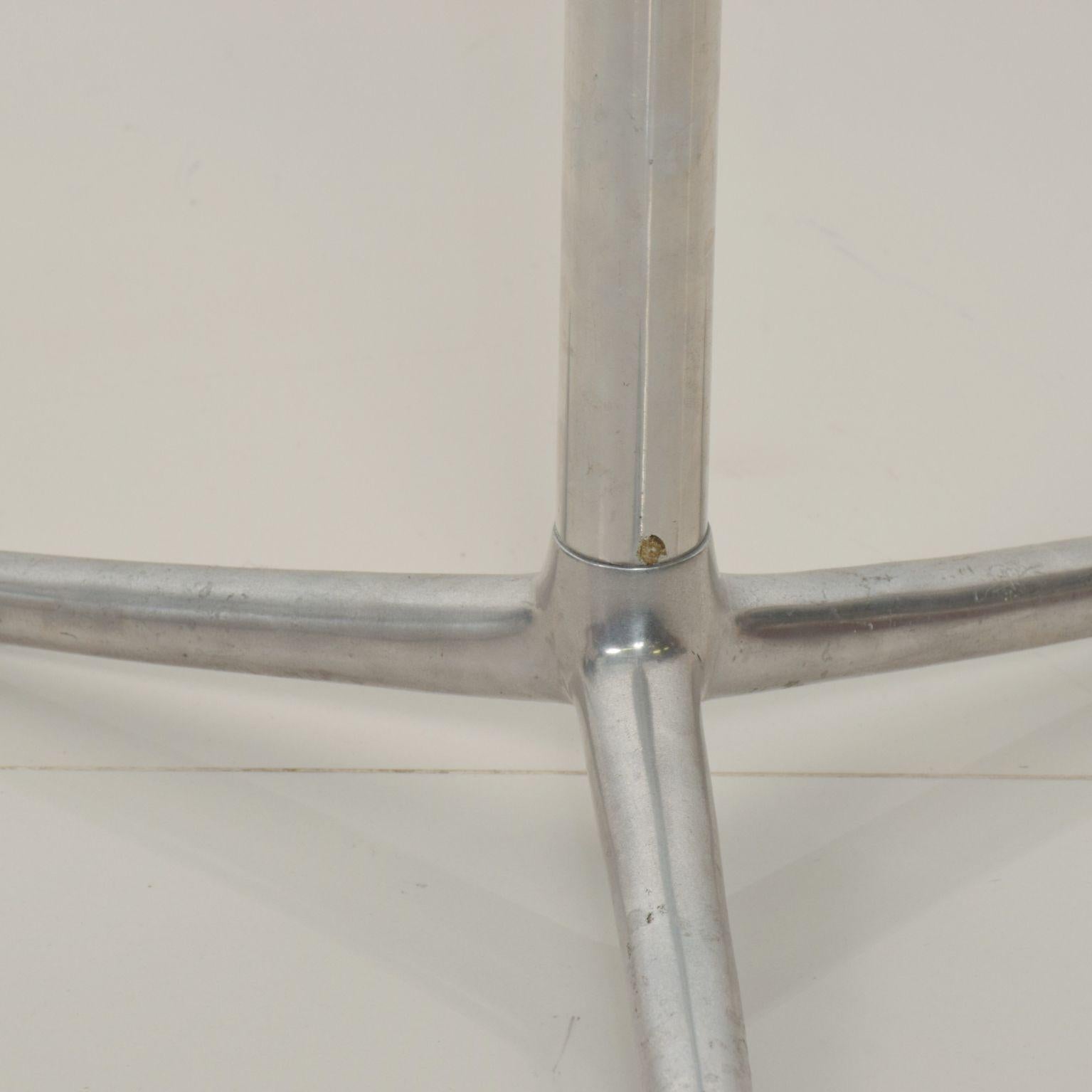 Midcentury Modern Aluminum Tripod Side Table Glass Top 1970s 1