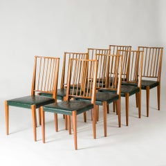Midcentury Modern Mahogany and Leather Dining Chairs, Josef Frank, Sweden, 1950s