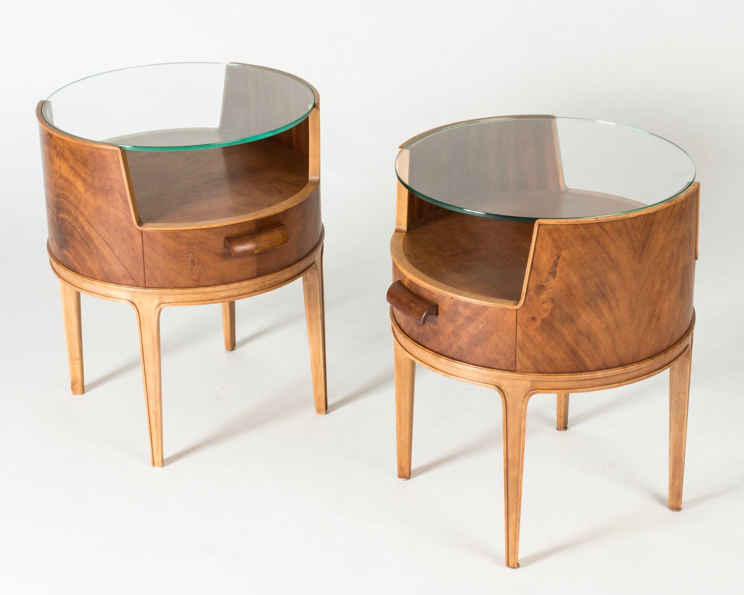 Scandinavian Modern Midcentury Modern Mahogany Bedside Tables, Axel Larsson, Sweden, 1940s For Sale
