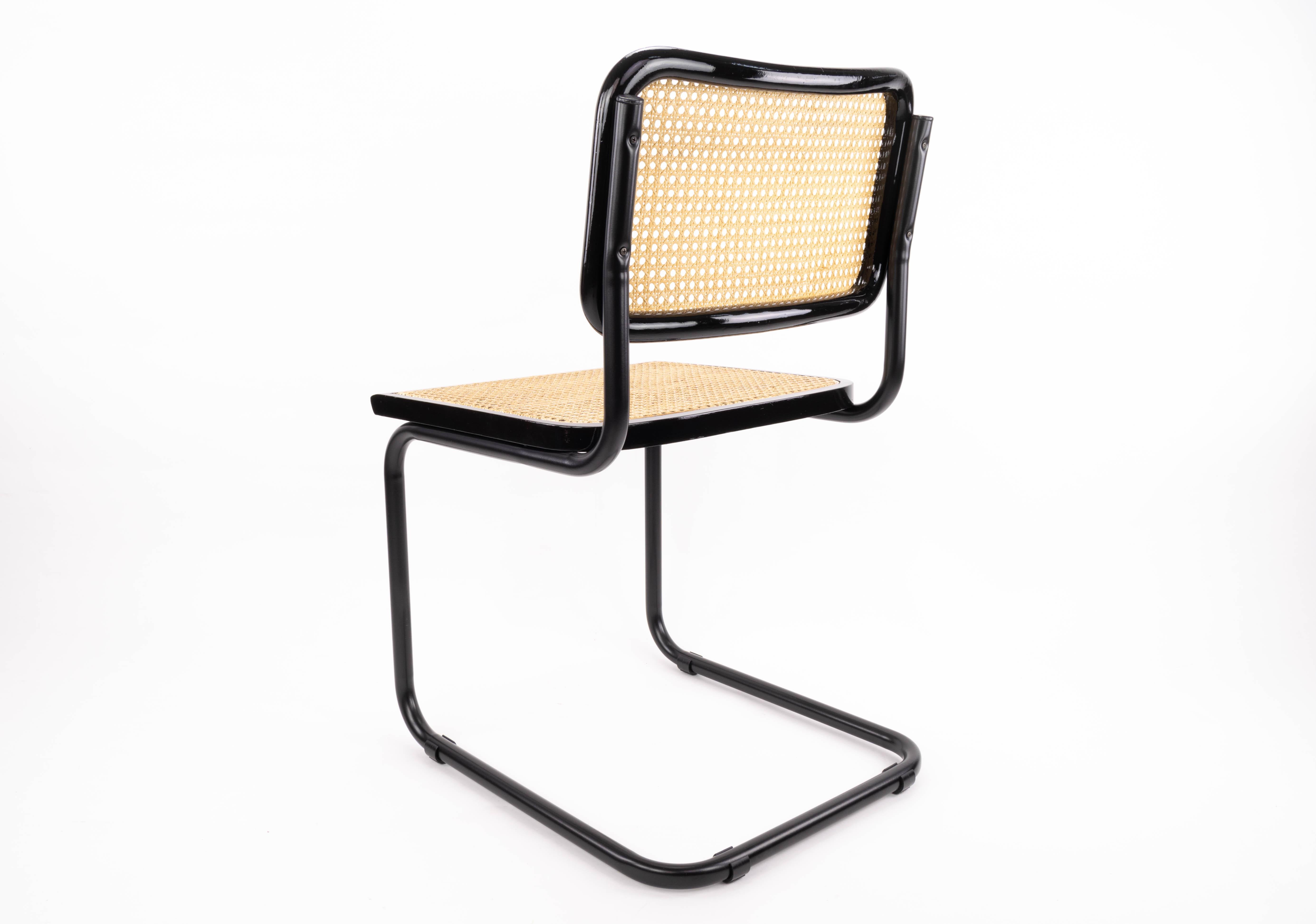 Midcentury Modern Marcel Breuer Black B32 Cesca Chairs, Italy, 1970 2