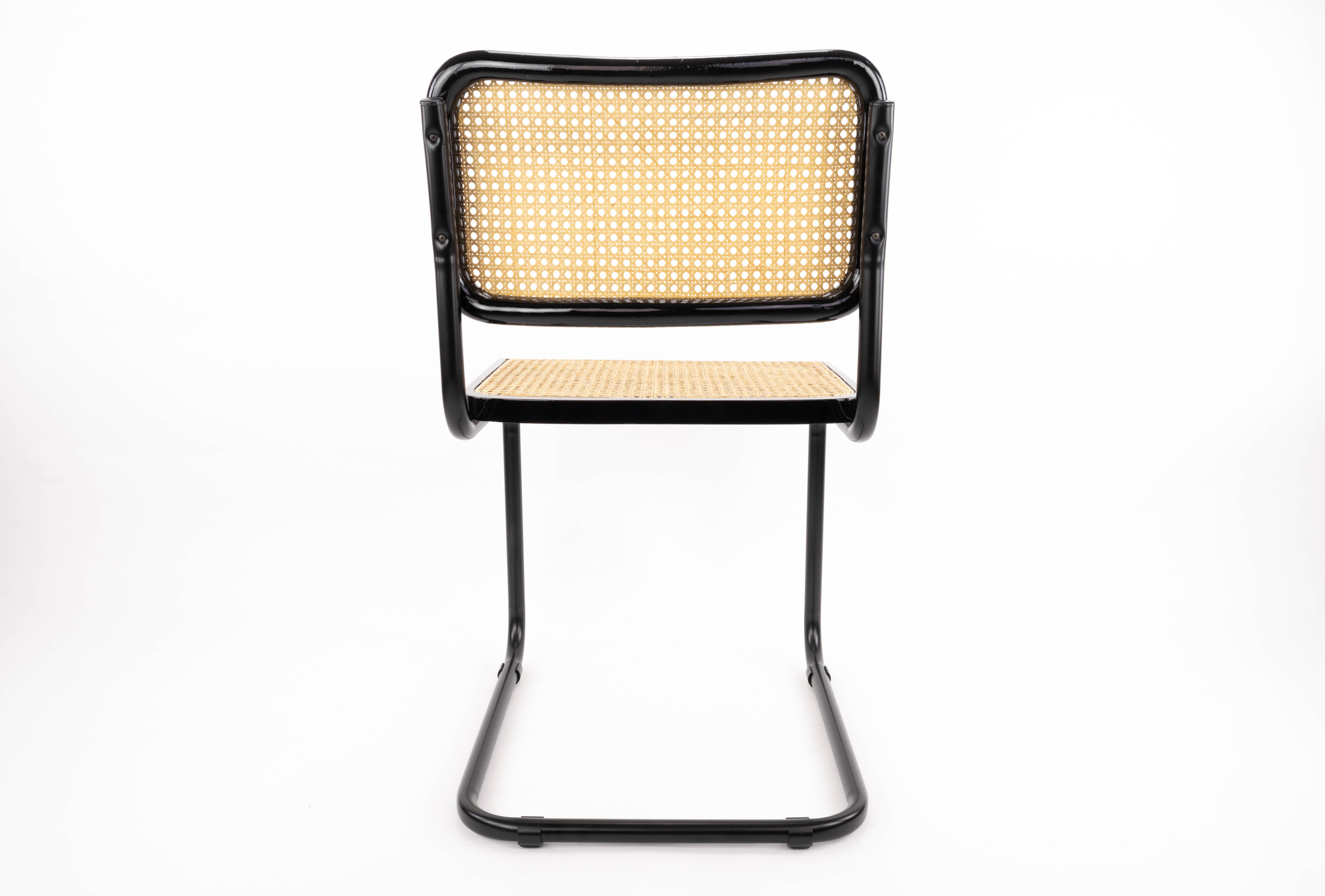 Midcentury Modern Marcel Breuer Black B32 Cesca Chairs, Italy, 1970 3