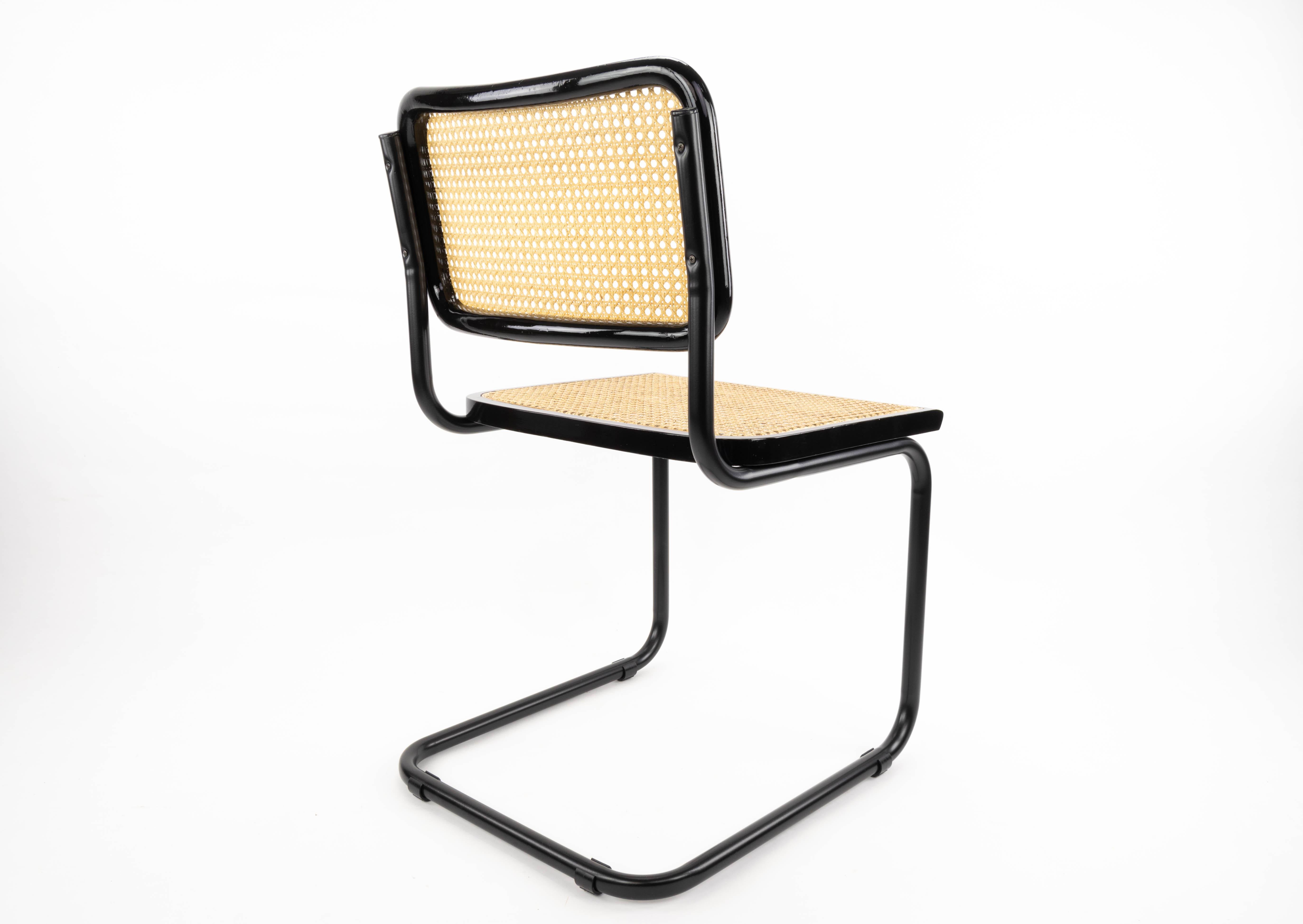 Midcentury Modern Marcel Breuer Black B32 Cesca Chairs, Italy, 1970 5