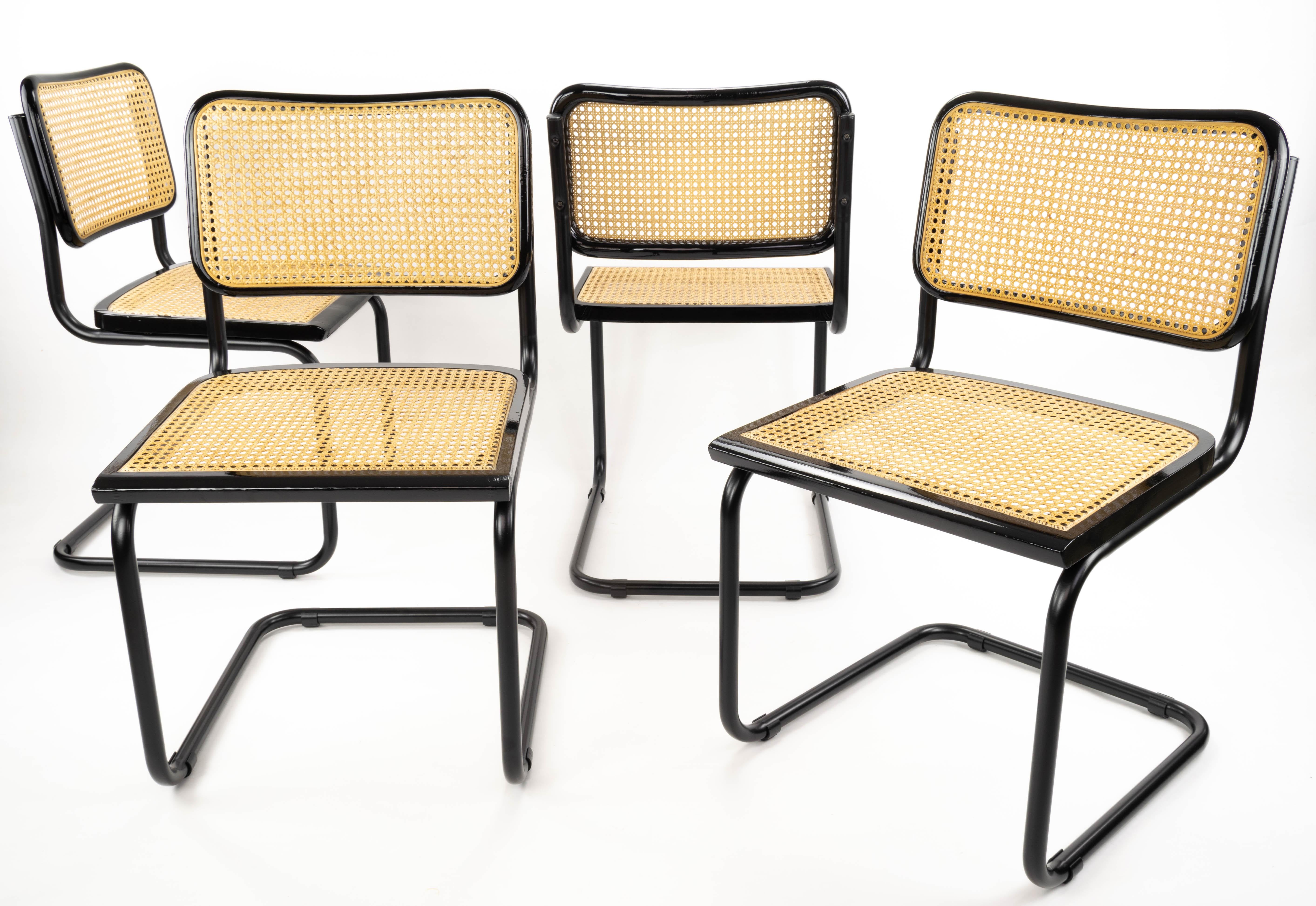 Mid-Century Modern Midcentury Modern Marcel Breuer Black B32 Cesca Chairs, Italy, 1970