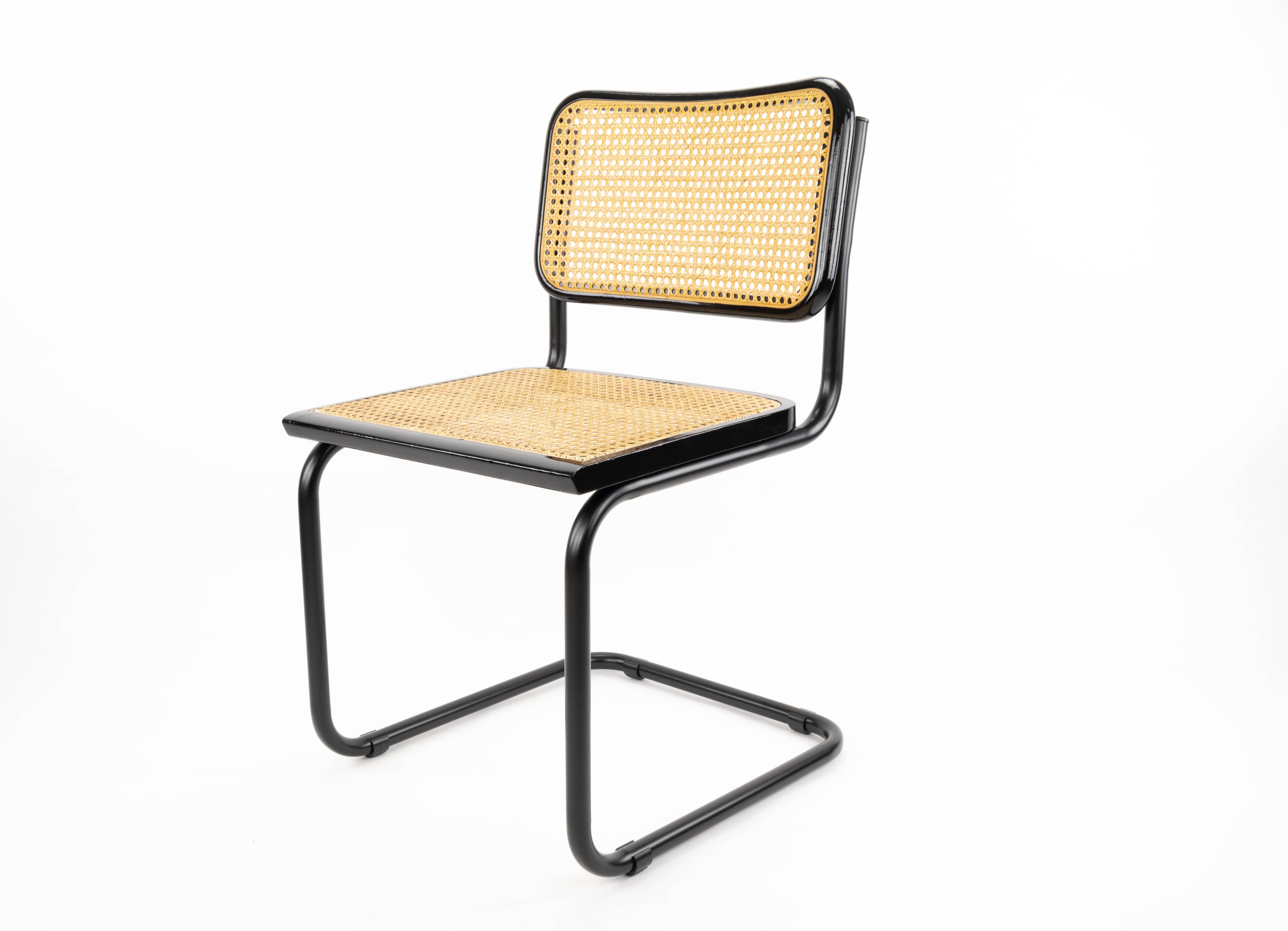 Late 20th Century Midcentury Modern Marcel Breuer Black B32 Cesca Chairs, Italy, 1970