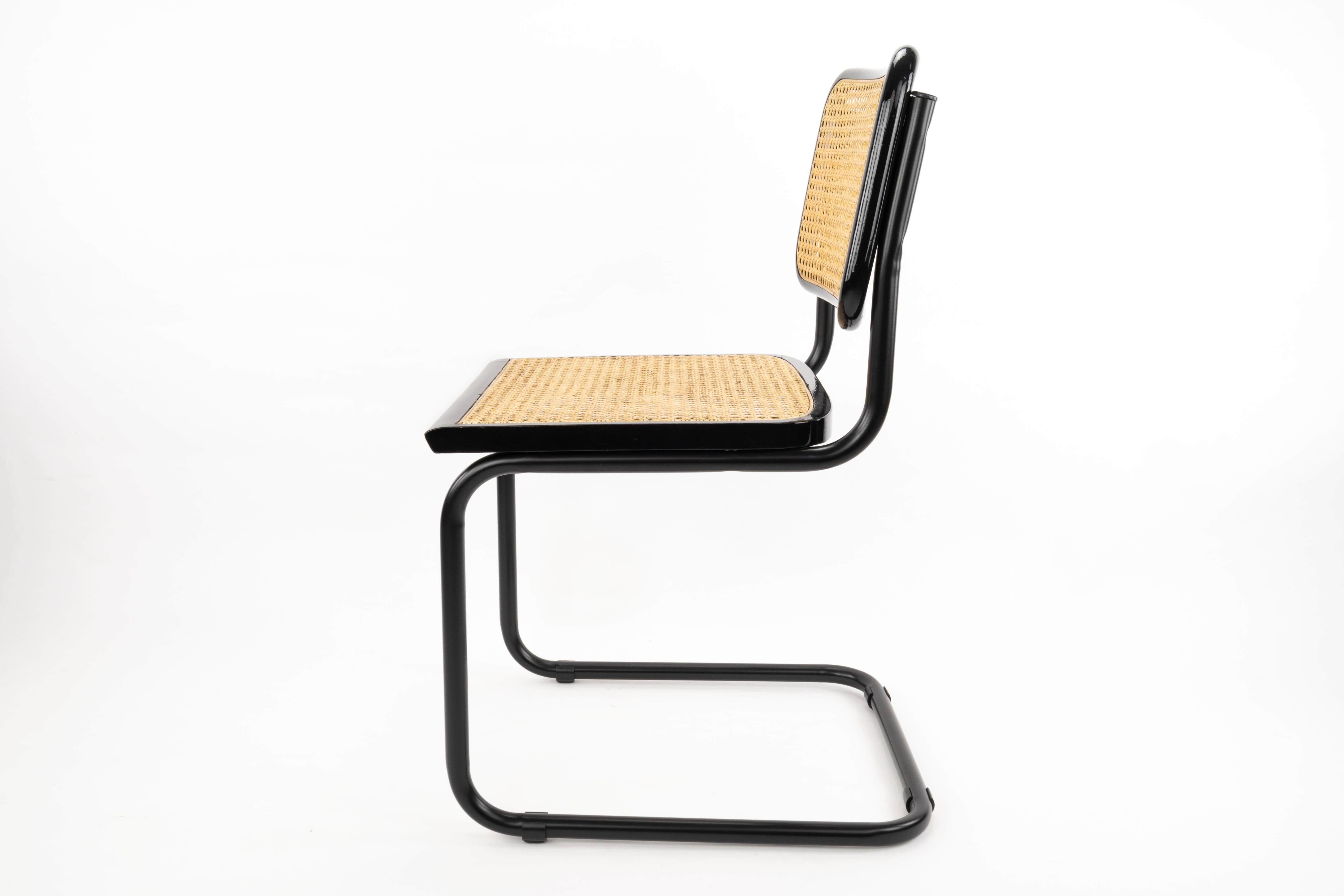 Steel Midcentury Modern Marcel Breuer Black B32 Cesca Chairs, Italy, 1970