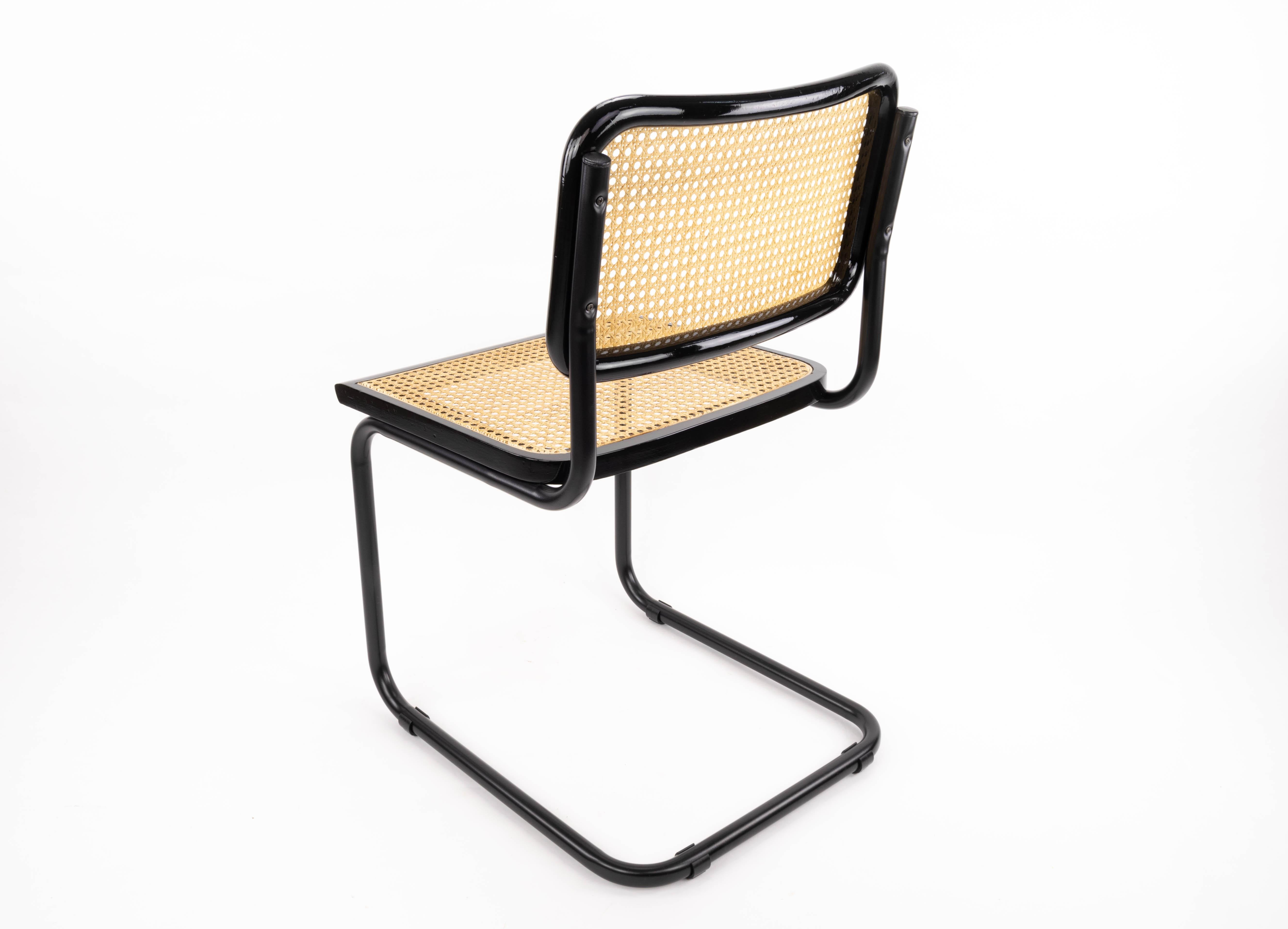 Midcentury Modern Marcel Breuer Black B32 Cesca Chairs, Italy, 1970 1