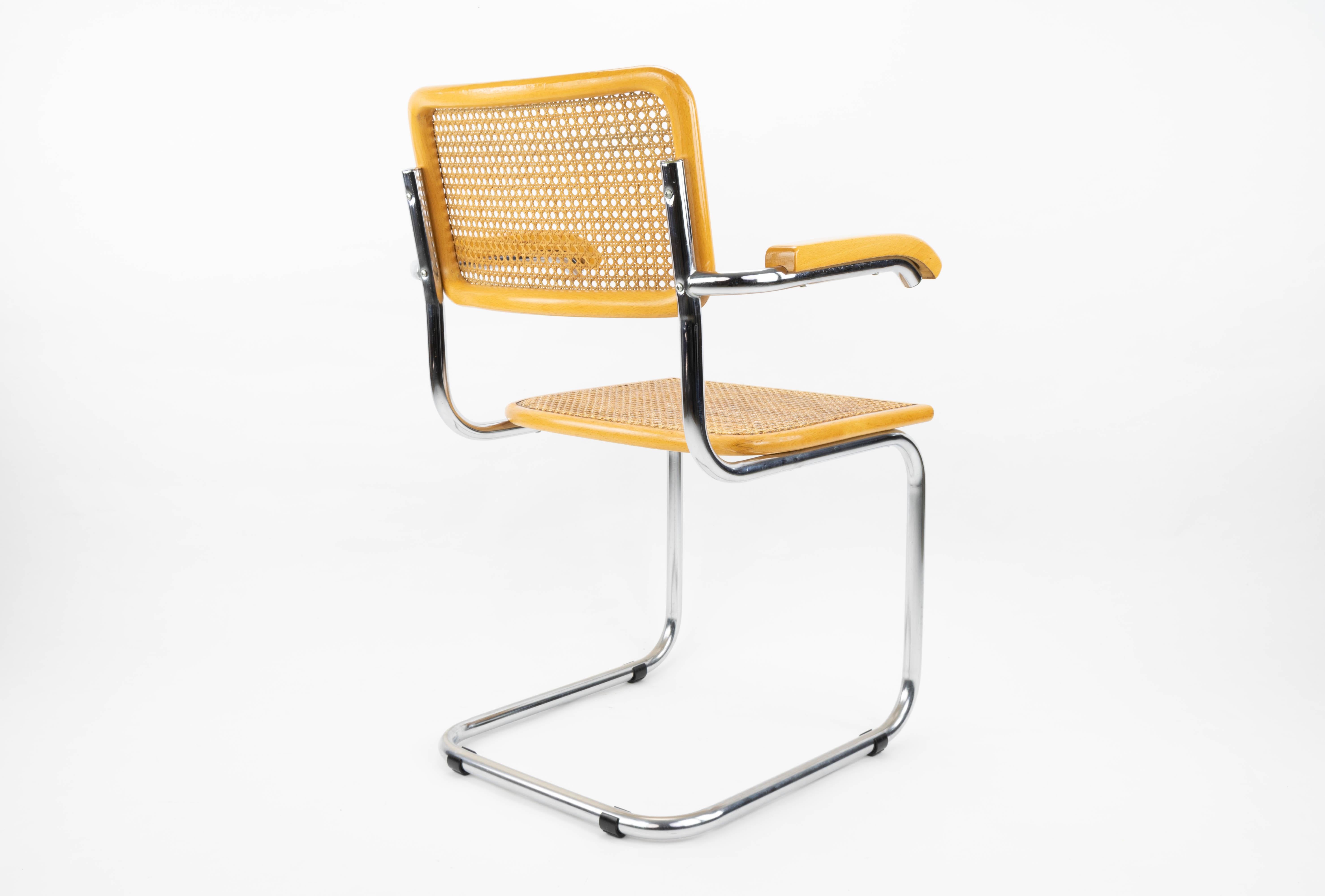 Mid-Century Modern Marcel Breuer Chrome and Golden Beech Cesca Chairs, Italy 5