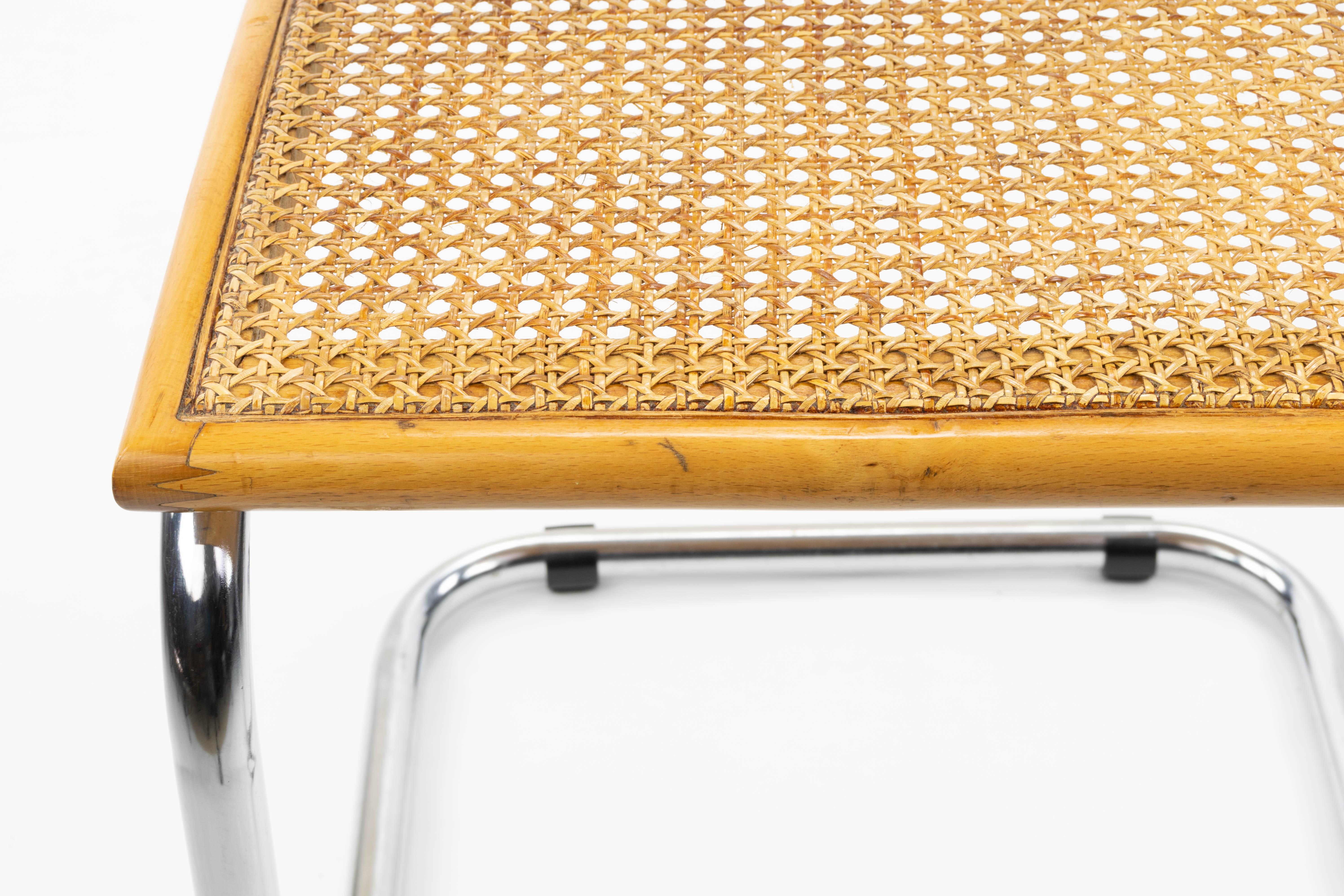 Mid-Century Modern Marcel Breuer Chrome and Golden Beech Cesca Chairs, Italy 8