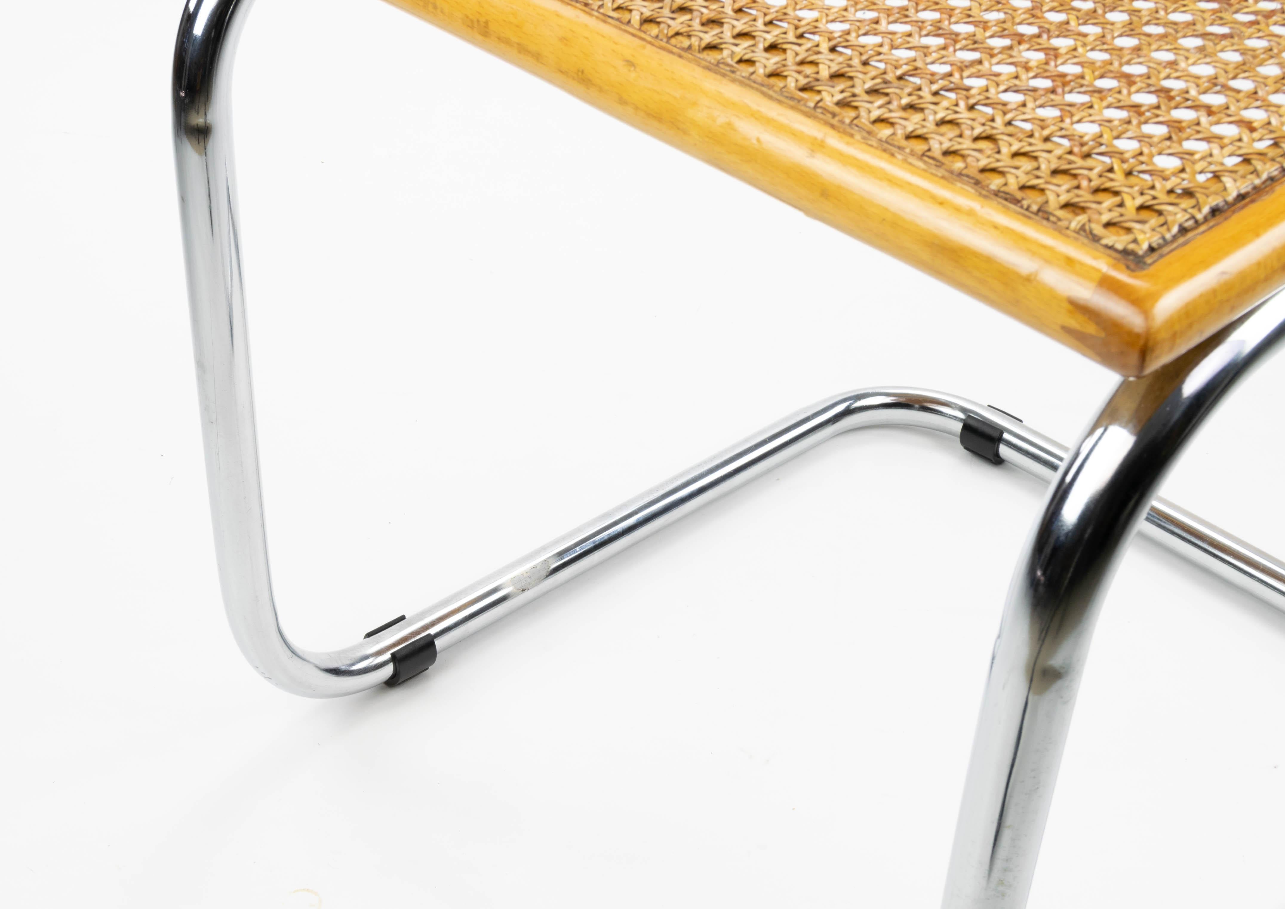 Mid-Century Modern Marcel Breuer Chrome and Golden Beech Cesca Chairs, Italy 9