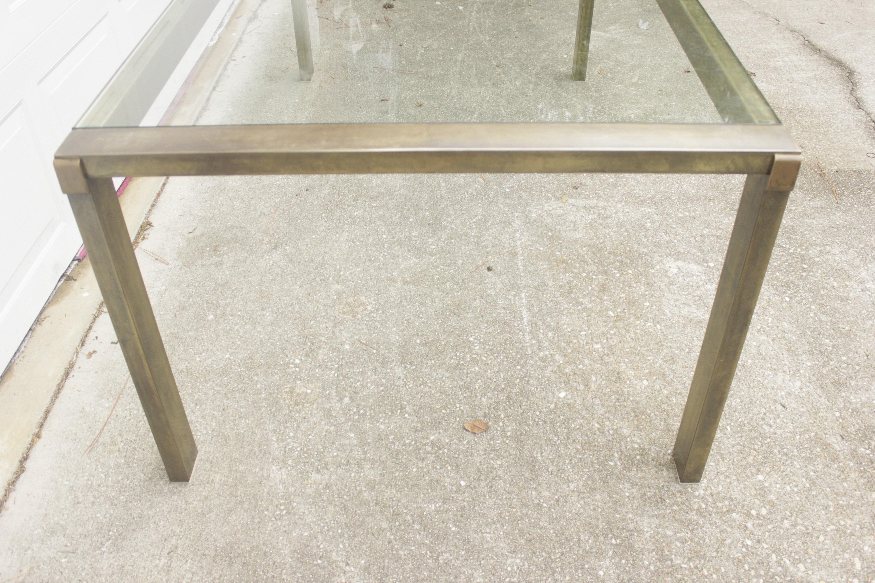 20th Century Mid-Century Modern Mastercraft Brass and Glass Extension Dining Table For Sale