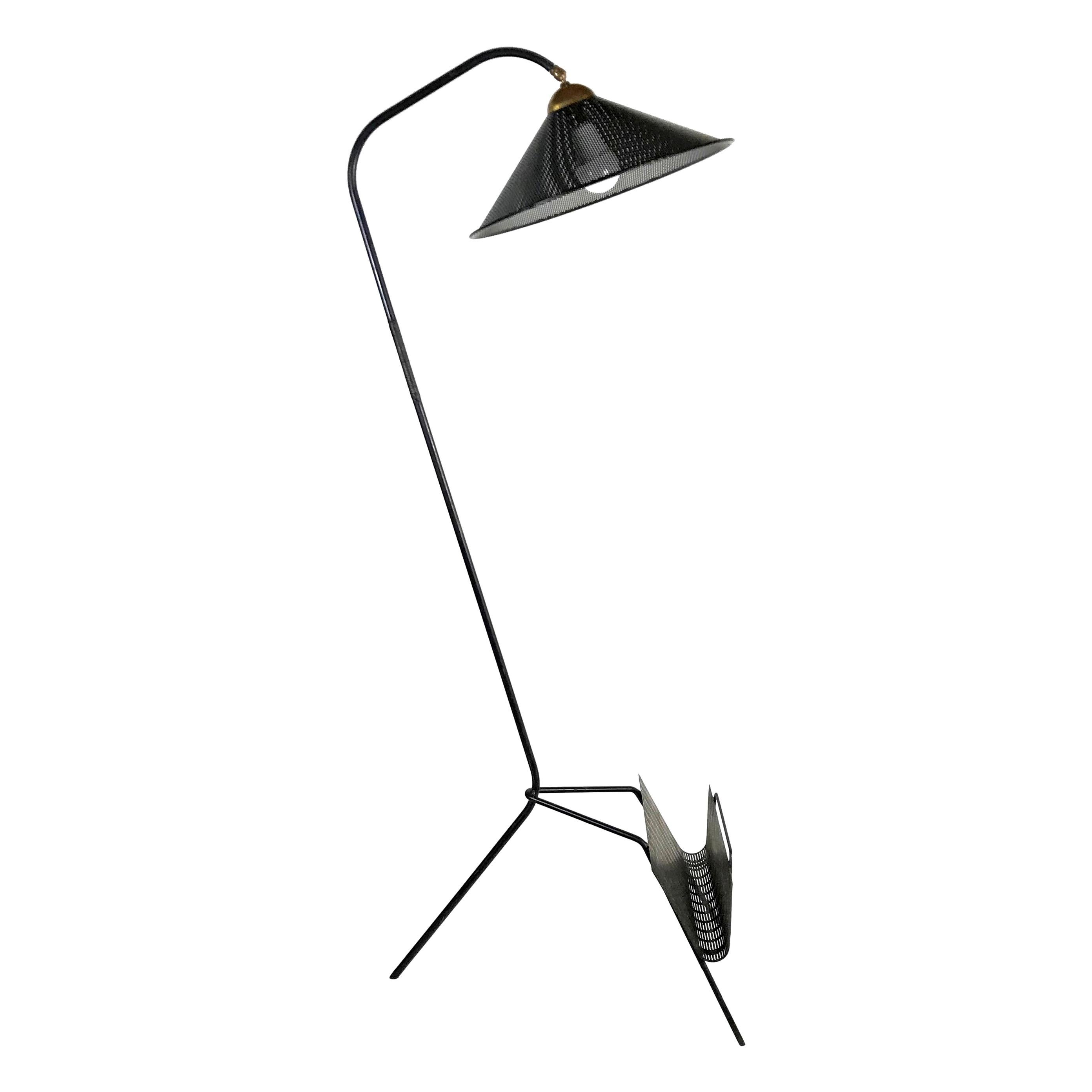 Midcentury Modern Mathieu Matégot Magazine Rack Floor Lamp, 1950s, France