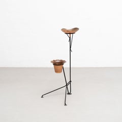 Mid-Century Modern Metal French Plant Stand Ashtray After Mathieu Matégot