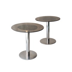 Paire de tables d'appoint en métal et verre fumé The Modernity, Italie 1970