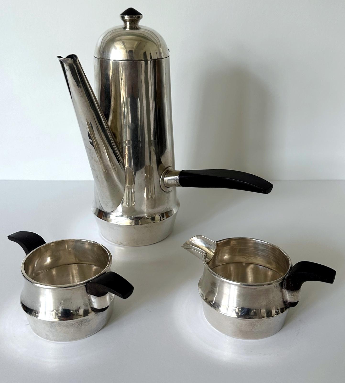Midcentury Modern Mexican Silver Coffee Set by Williams Spratling In Good Condition For Sale In Atlanta, GA