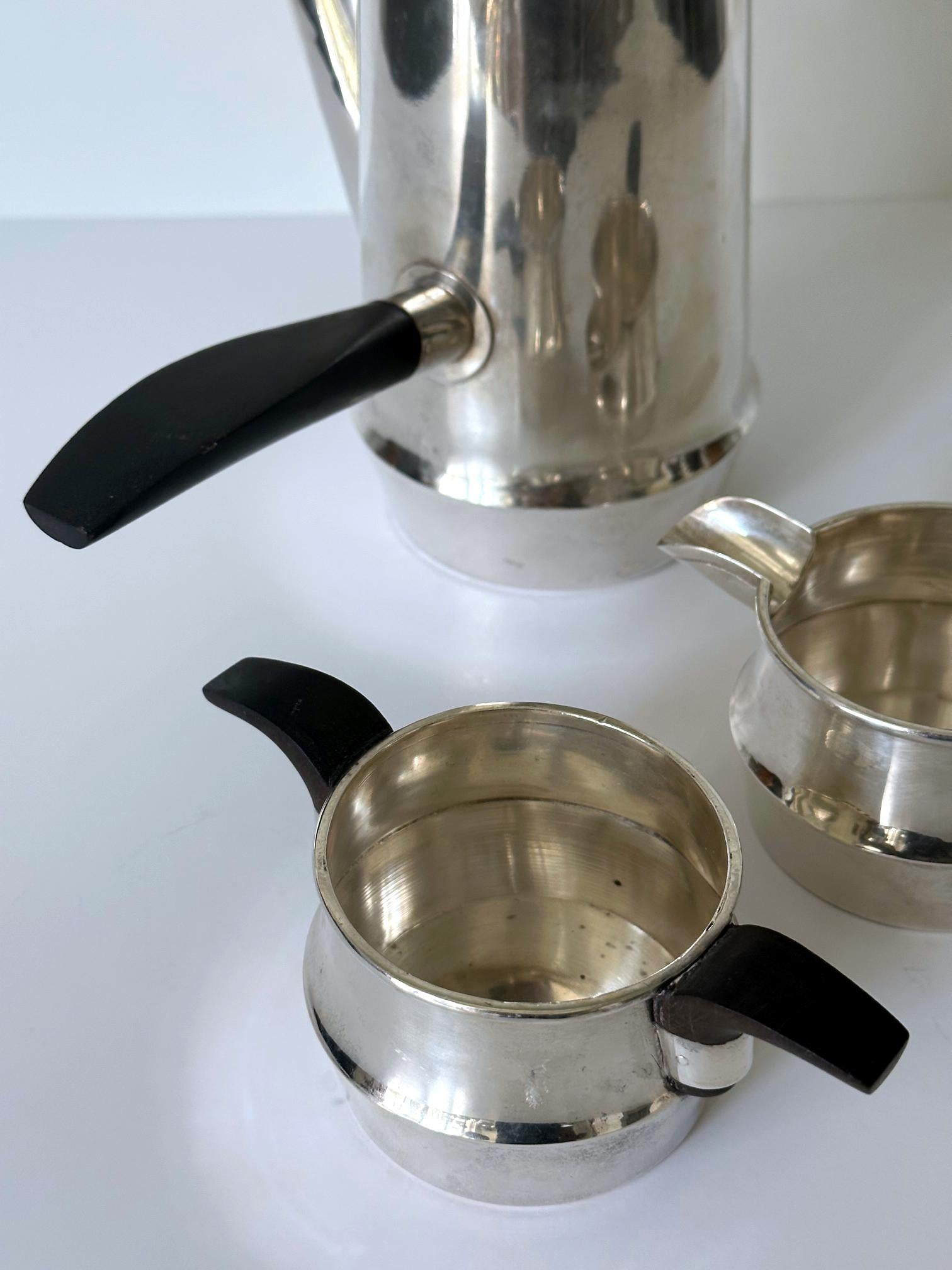 Sterling Silver Midcentury Modern Mexican Silver Coffee Set by Williams Spratling For Sale