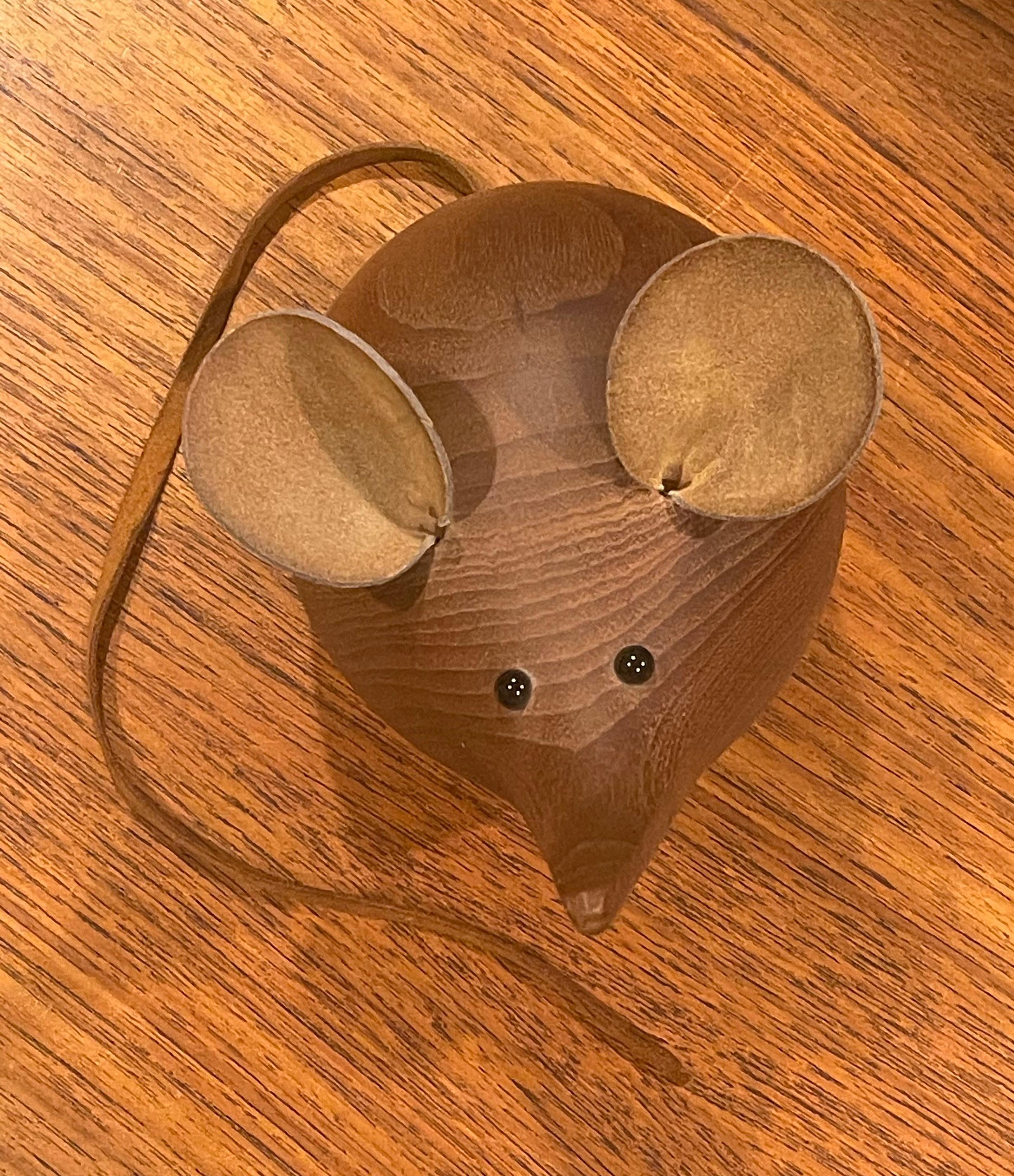 Midcentury Modern Mouse Carving / Sculpture in Teak by H&F of Denmark For Sale 3