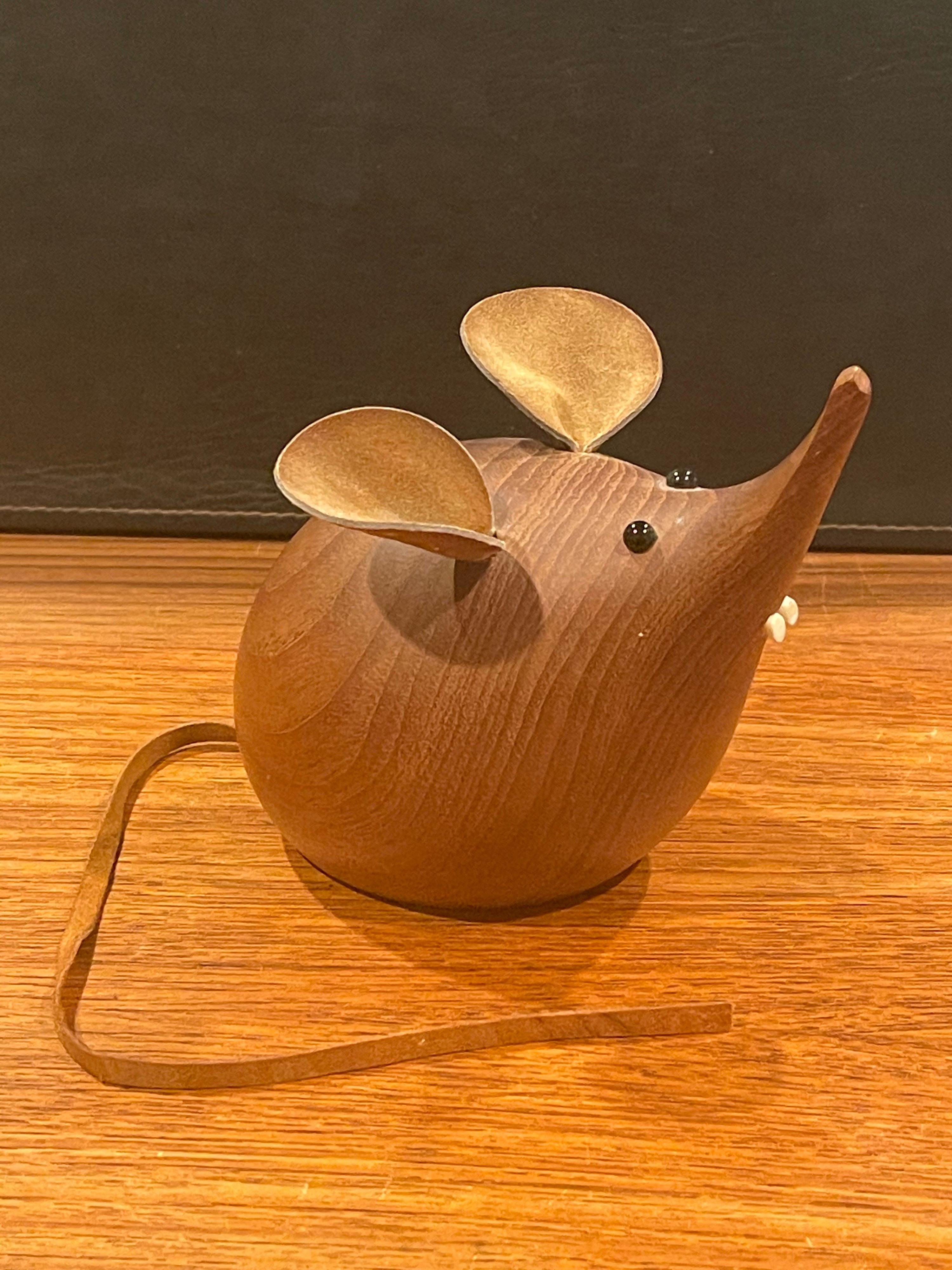 Mid-Century Modern Midcentury Modern Mouse Carving / Sculpture in Teak by H&F of Denmark For Sale