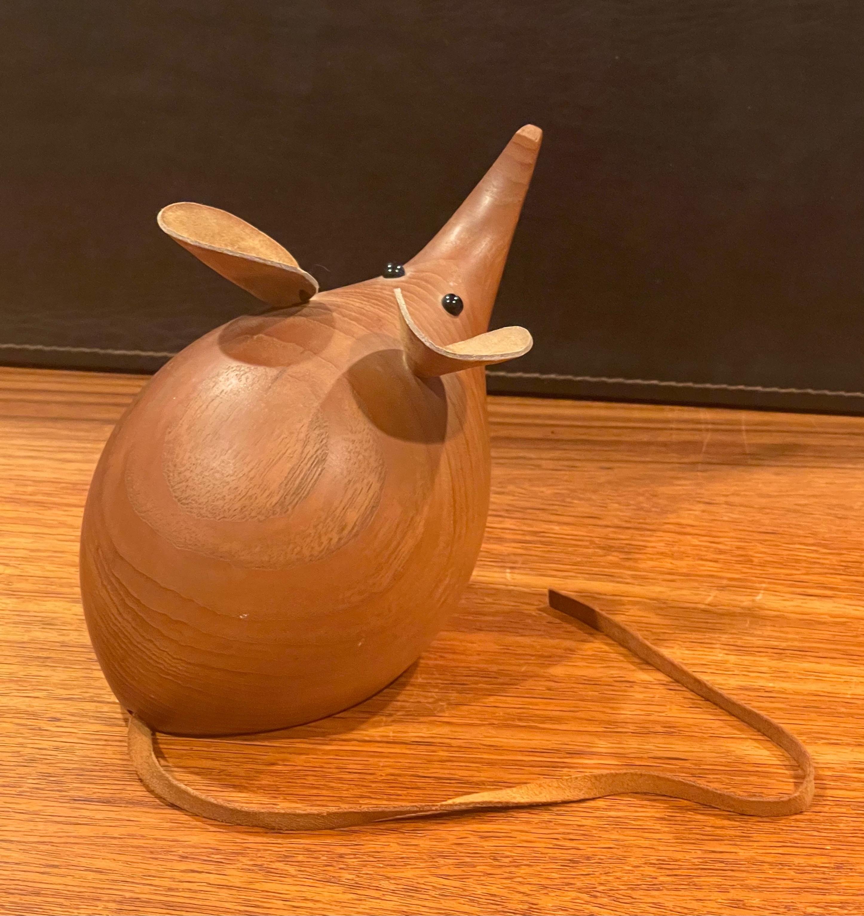 Midcentury Modern Mouse Carving / Sculpture in Teak by H&F of Denmark In Good Condition For Sale In San Diego, CA