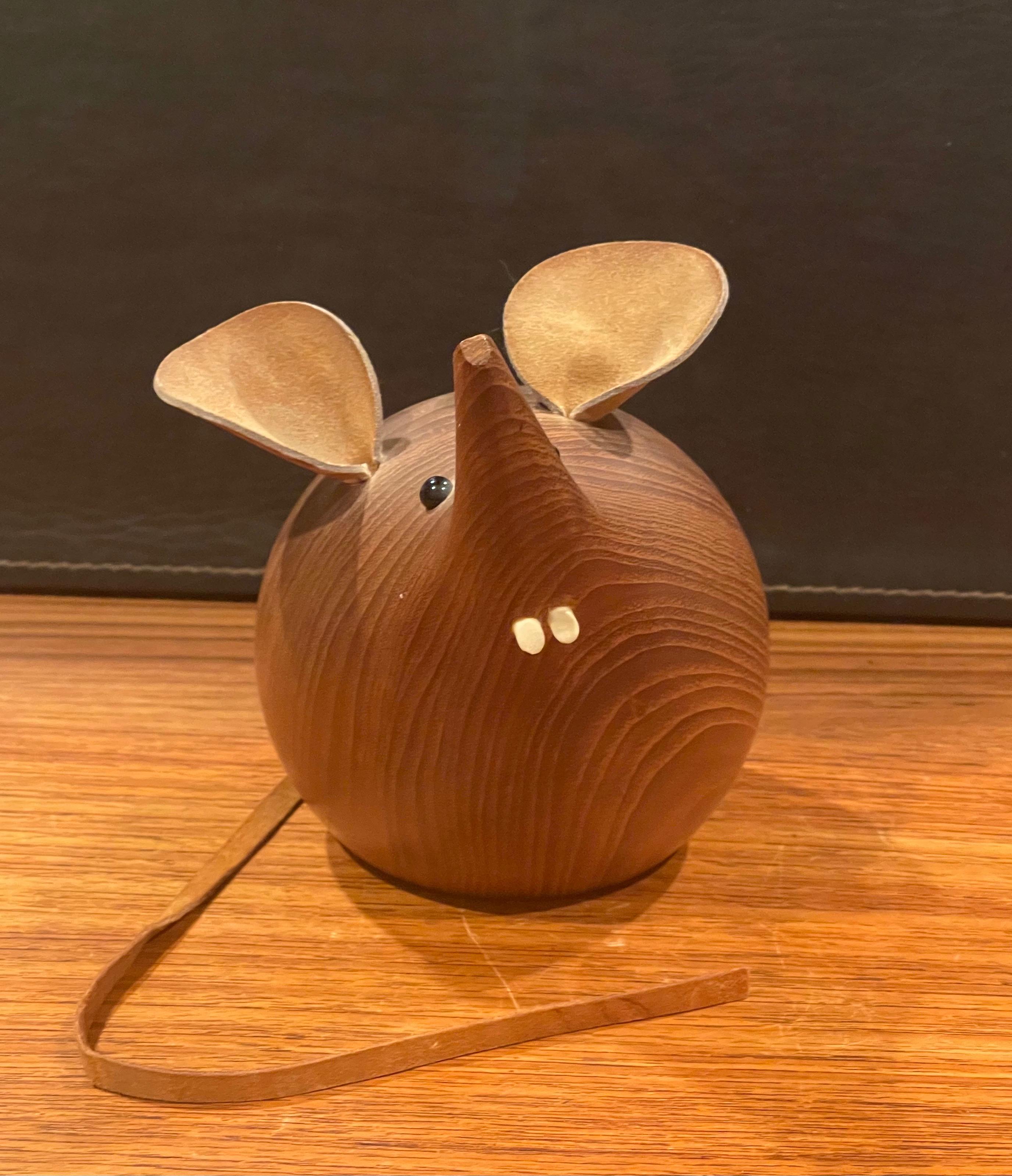 20th Century Midcentury Modern Mouse Carving / Sculpture in Teak by H&F of Denmark For Sale