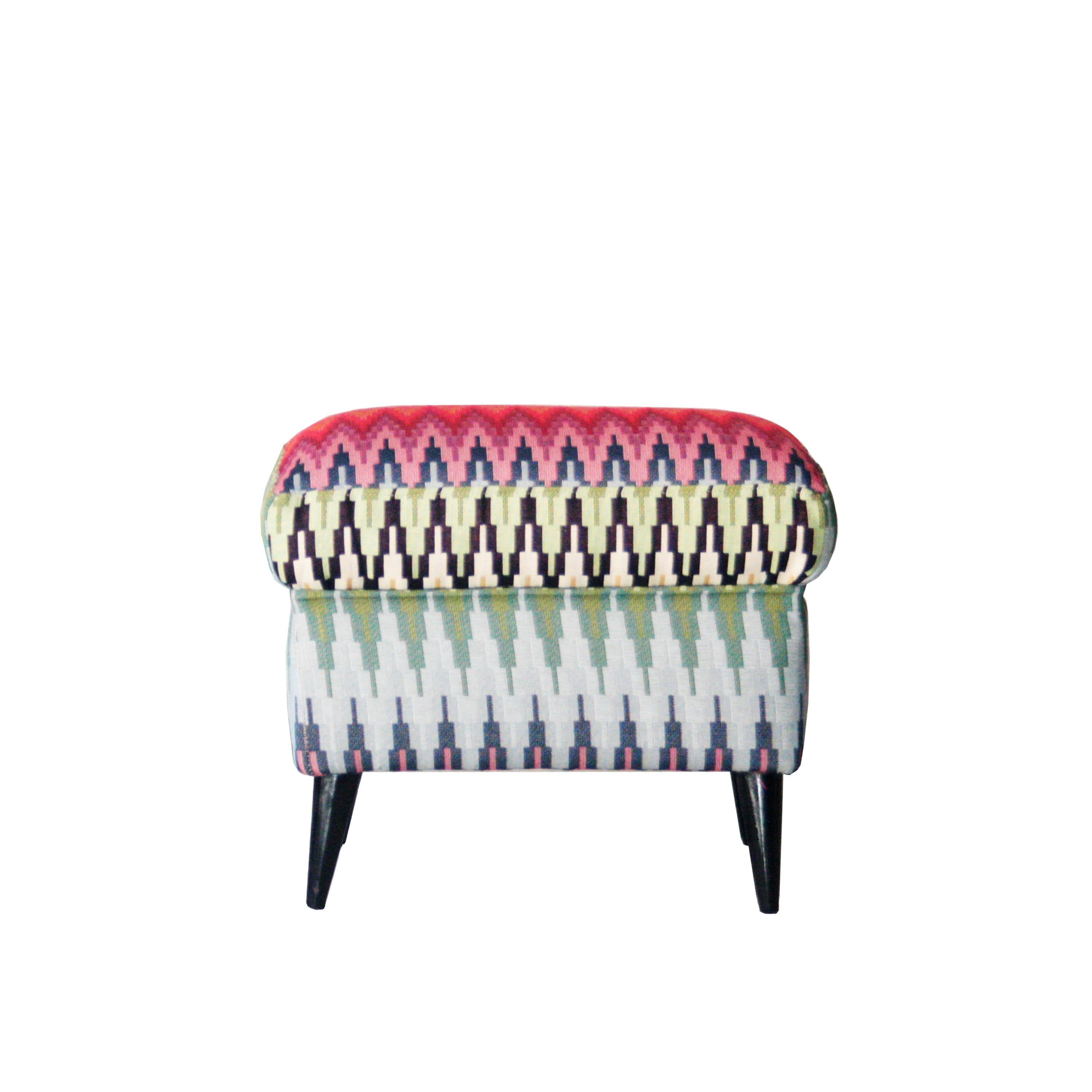 Mid-Century Modern Multicolored Black Italian Armchair with Footrest Italy, 1950 1
