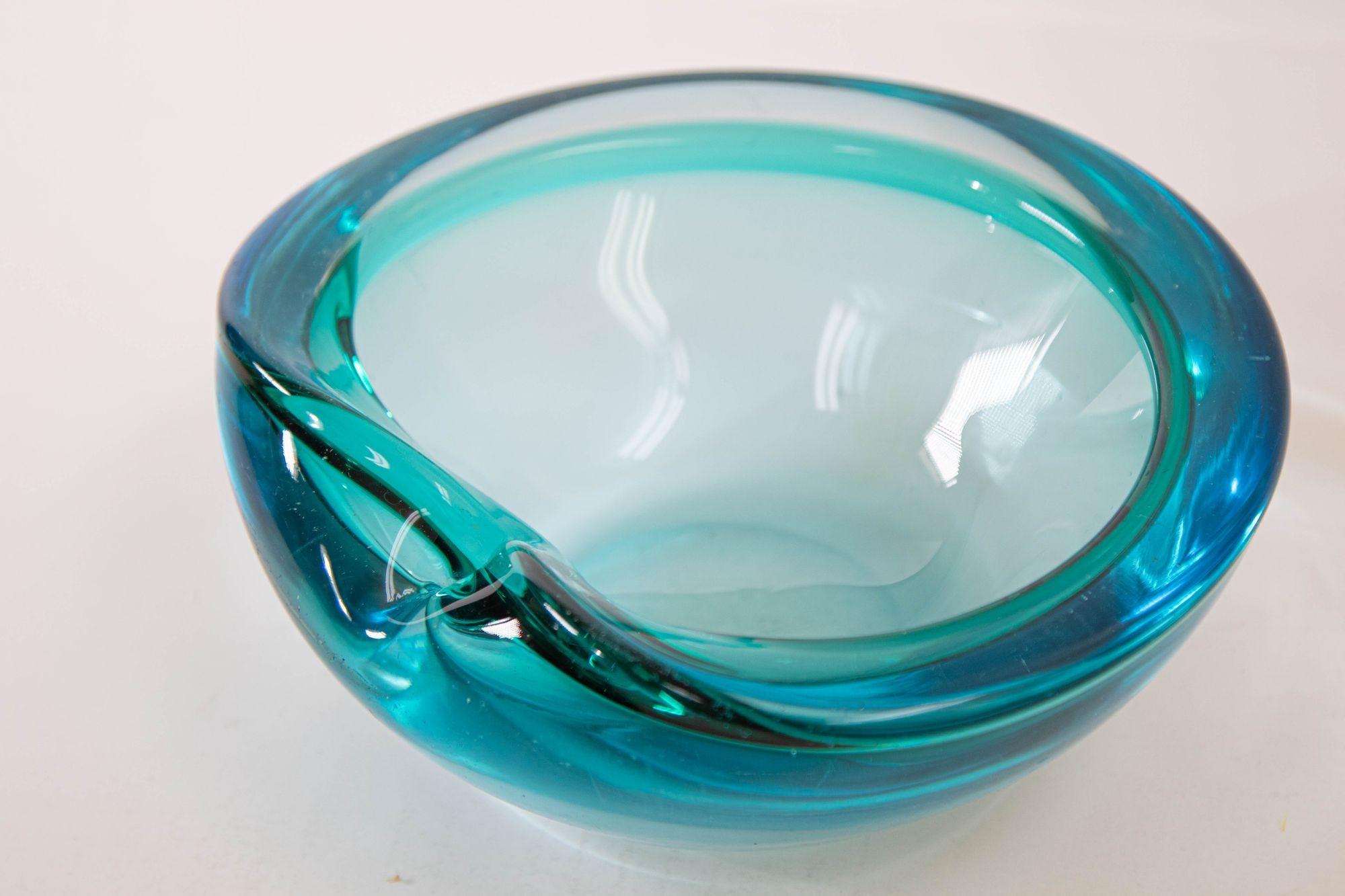 Mid-Century Modern Murano Blue Glass Decorative Bowl Ashtray, 1970s 9