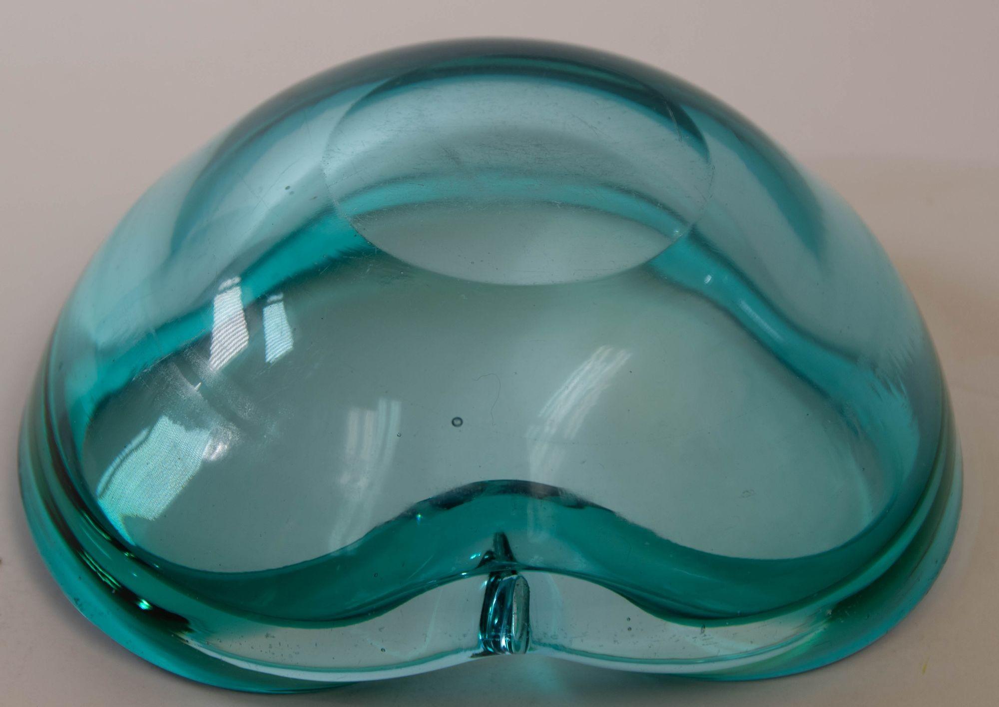 Art Glass Mid-Century Modern Murano Blue Glass Decorative Bowl Ashtray, 1970s