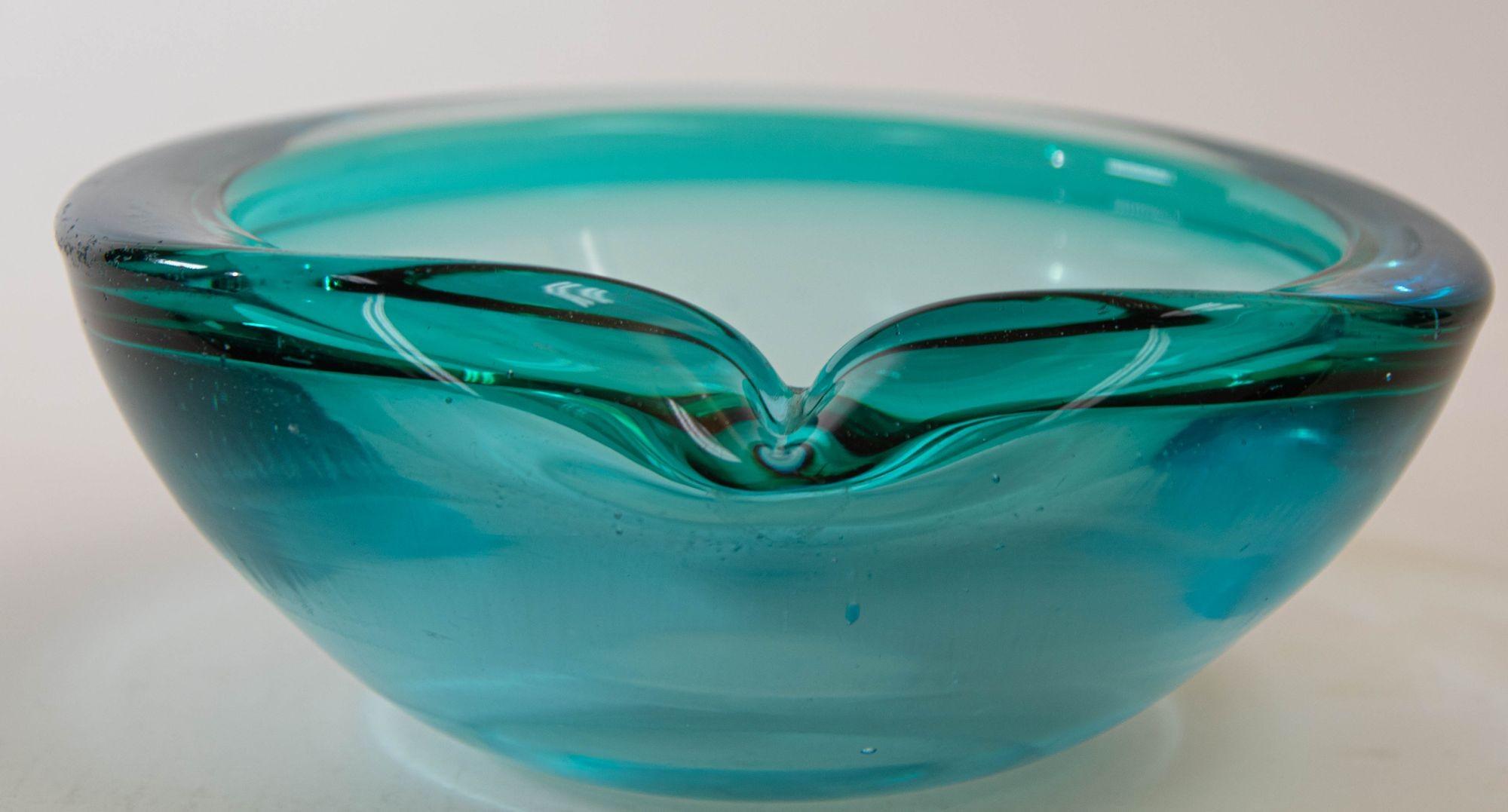 Mid-Century Modern Murano Blue Glass Decorative Bowl Ashtray, 1970s 2