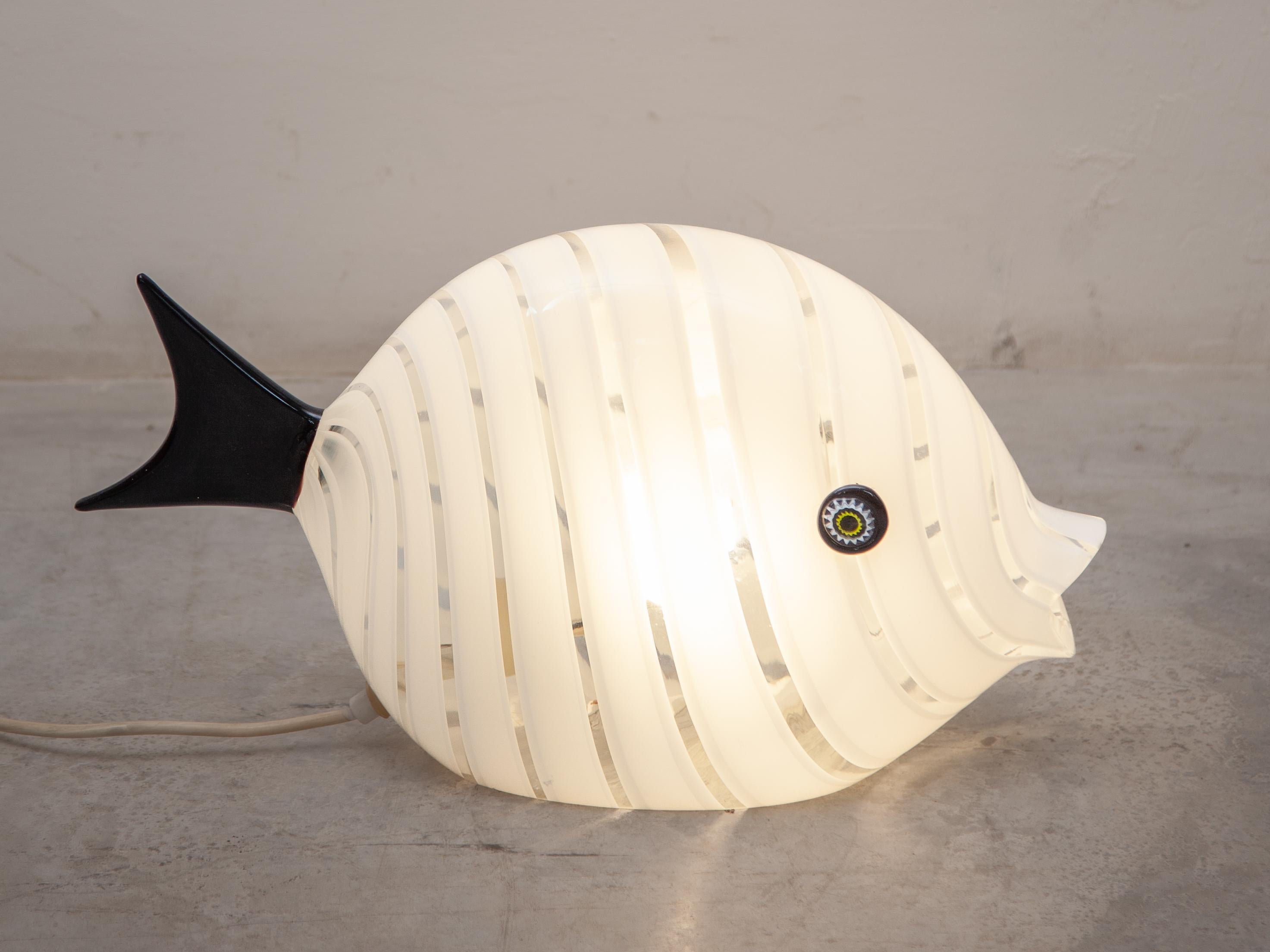 Mid-Century Modern Midcentury Modern Murano Fish Sculpture Table Lamp, 1970s For Sale