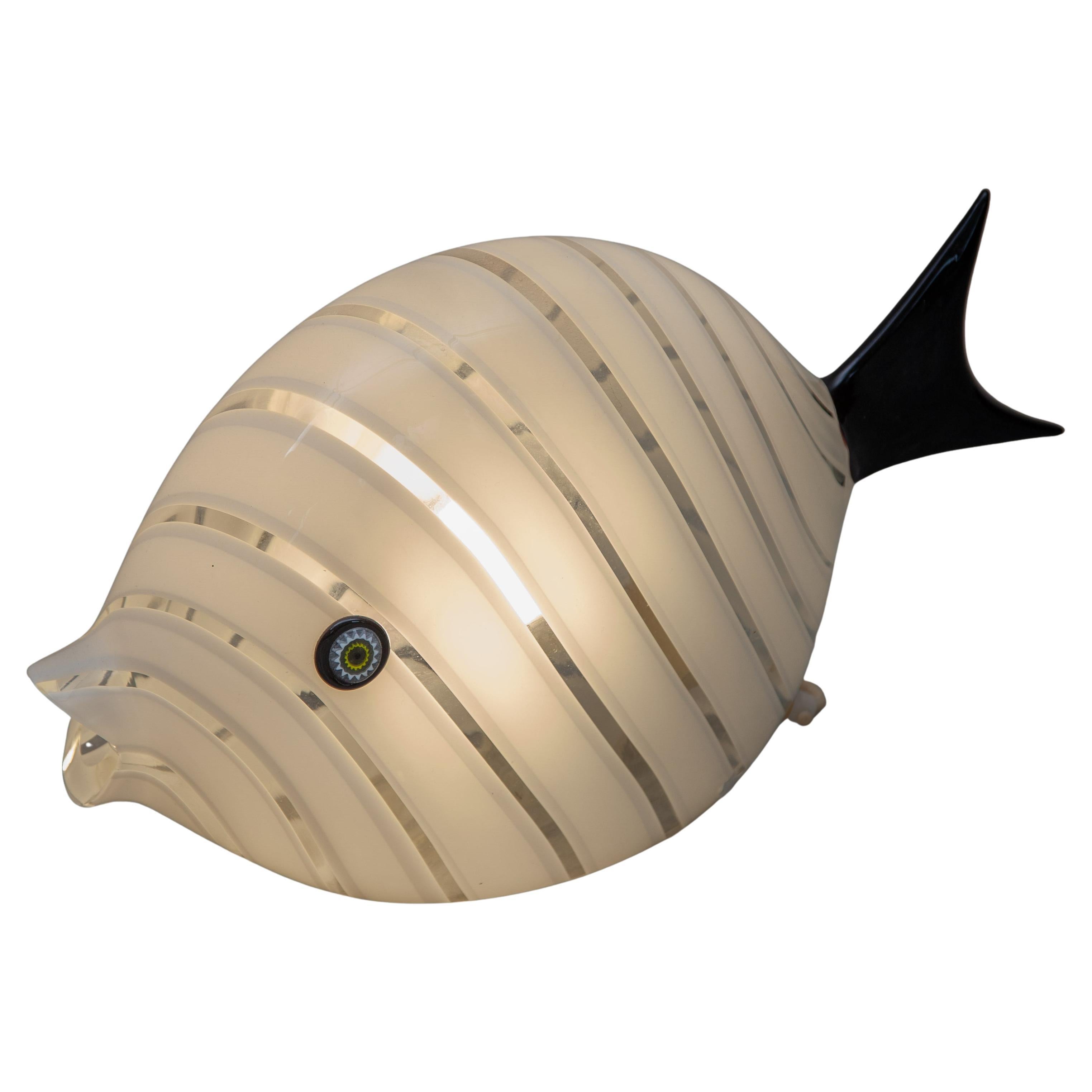 Midcentury Modern Murano Fish Sculpture Table Lamp, 1970s For Sale
