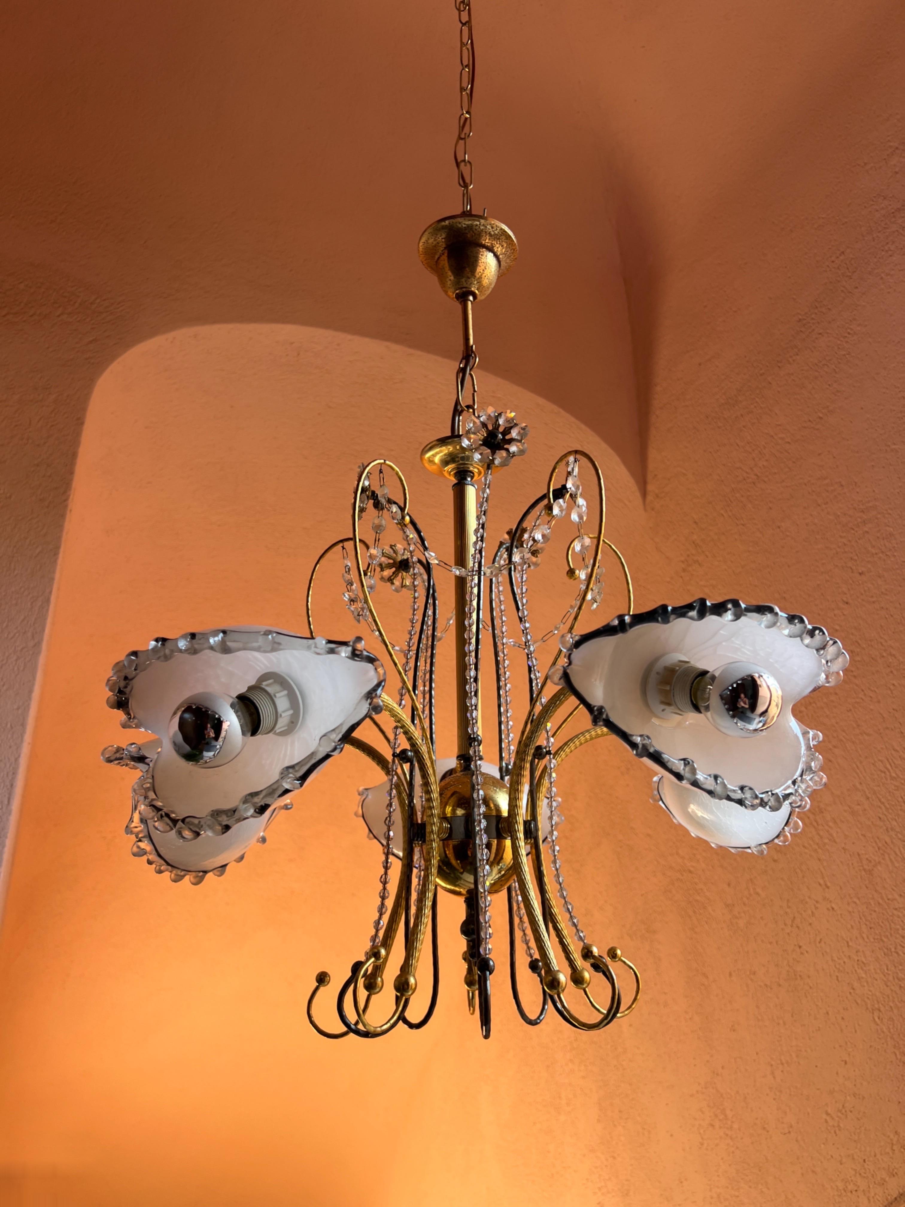 Lampadario in vetro di Murano della metà del secolo scorso 1980 in vendita 4