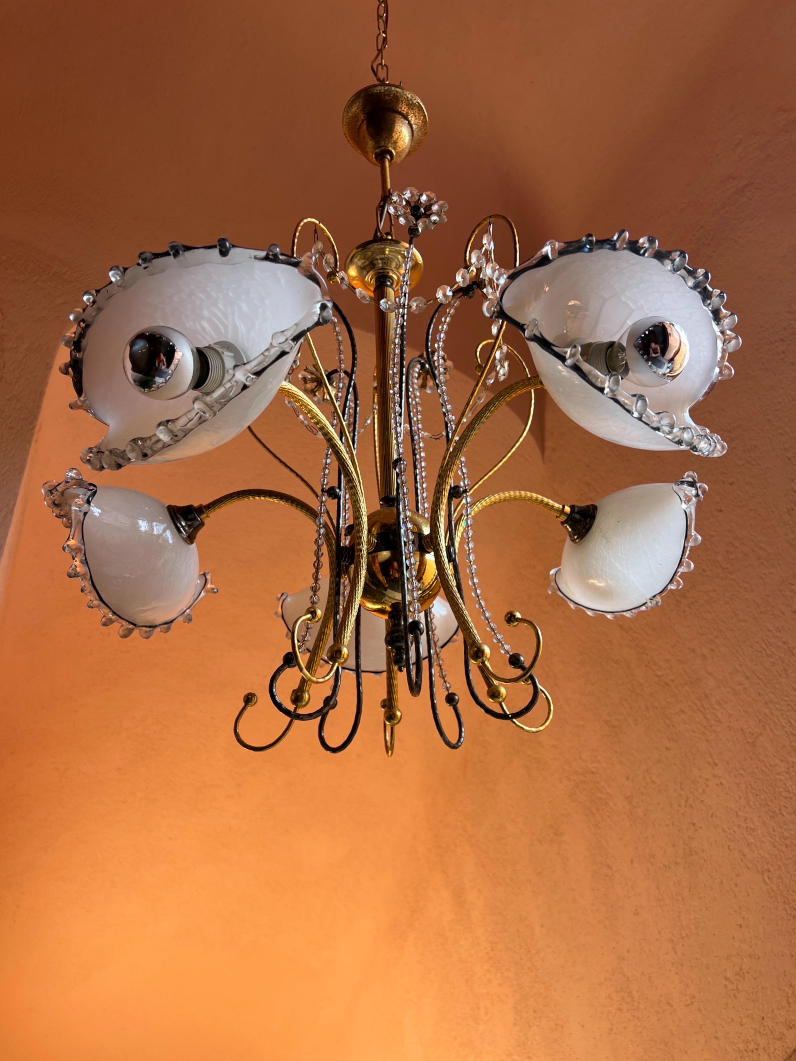 Lampadario in vetro di Murano della metà del secolo scorso 1980 in vendita 11