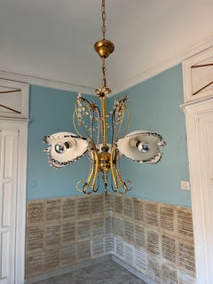 Midcentury modern Murano glass chandelier 1980