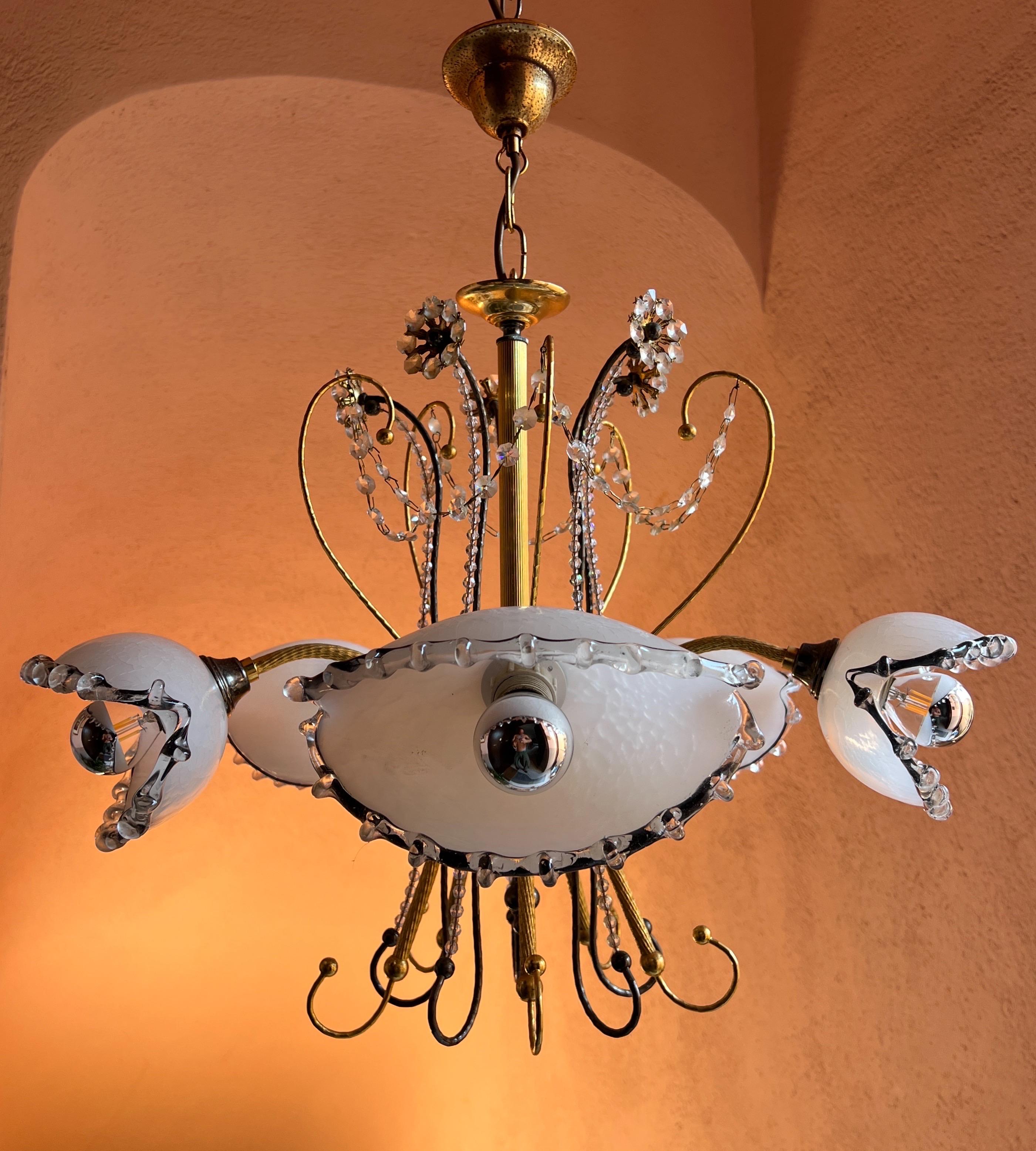 Italiano Lampadario in vetro di Murano della metà del secolo scorso 1980 in vendita