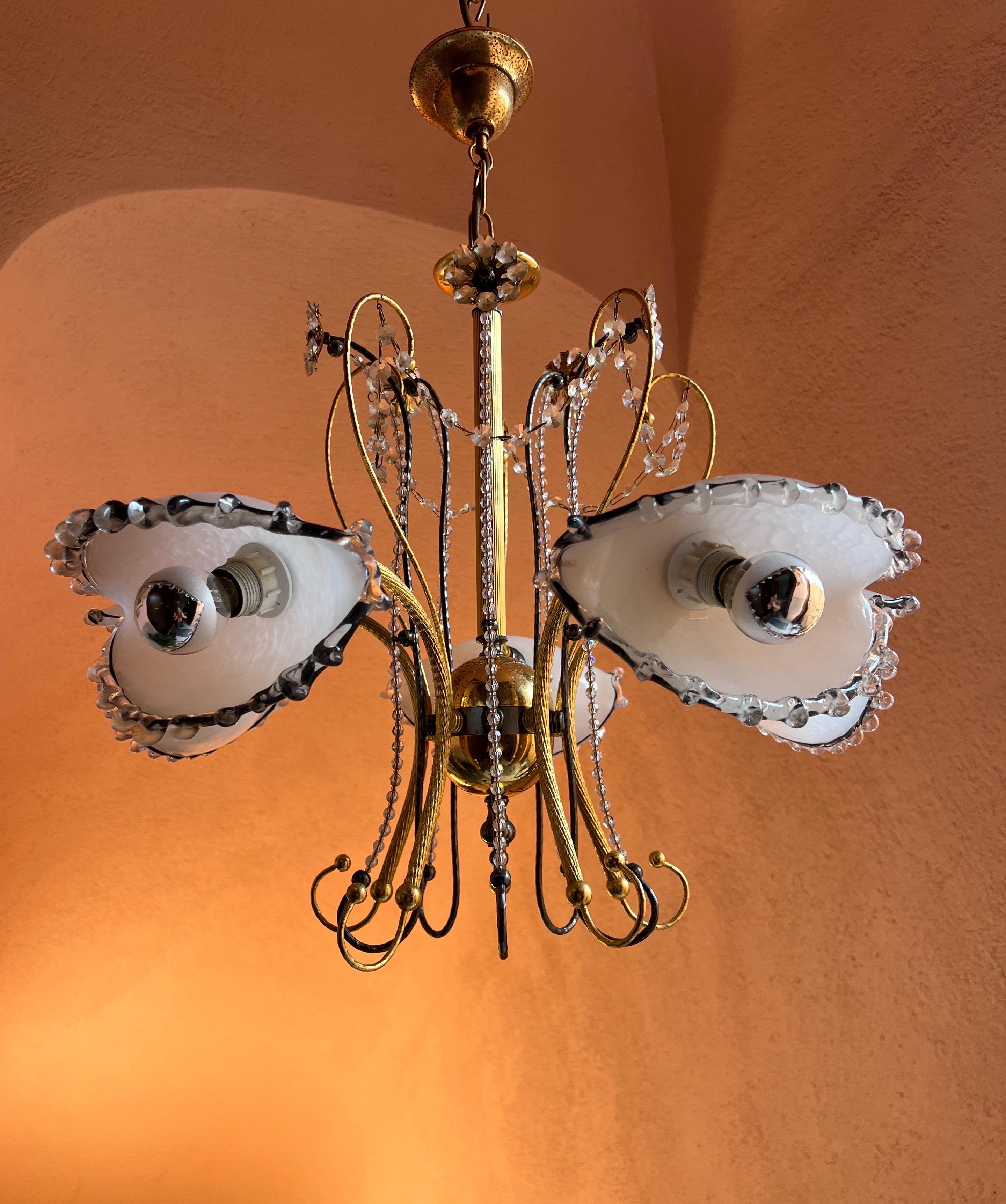 Lampadario in vetro di Murano della metà del secolo scorso 1980 In condizioni buone in vendita a Palermo, PA