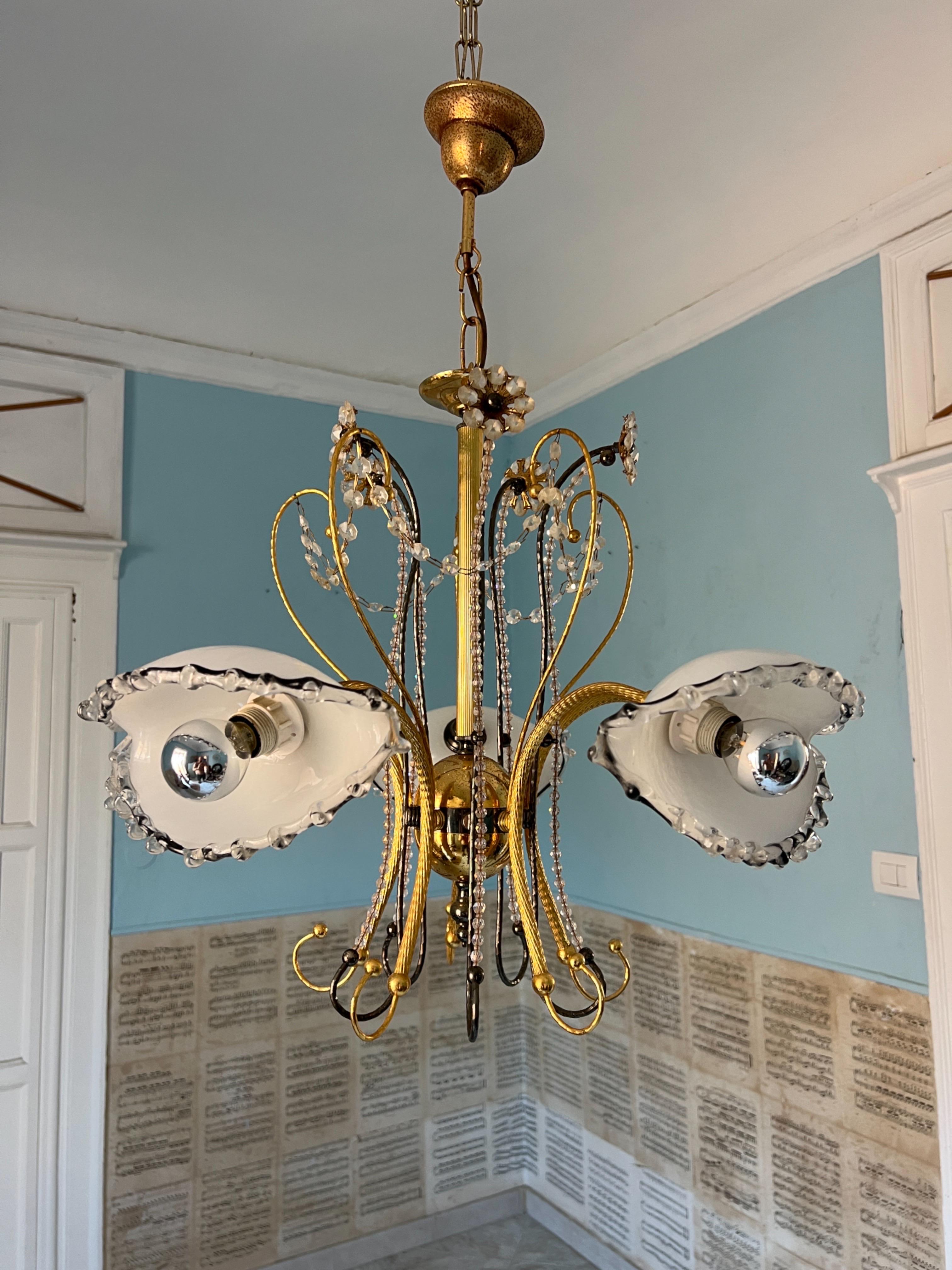 Lampadario in vetro di Murano della metà del secolo scorso 1980 in vendita 1