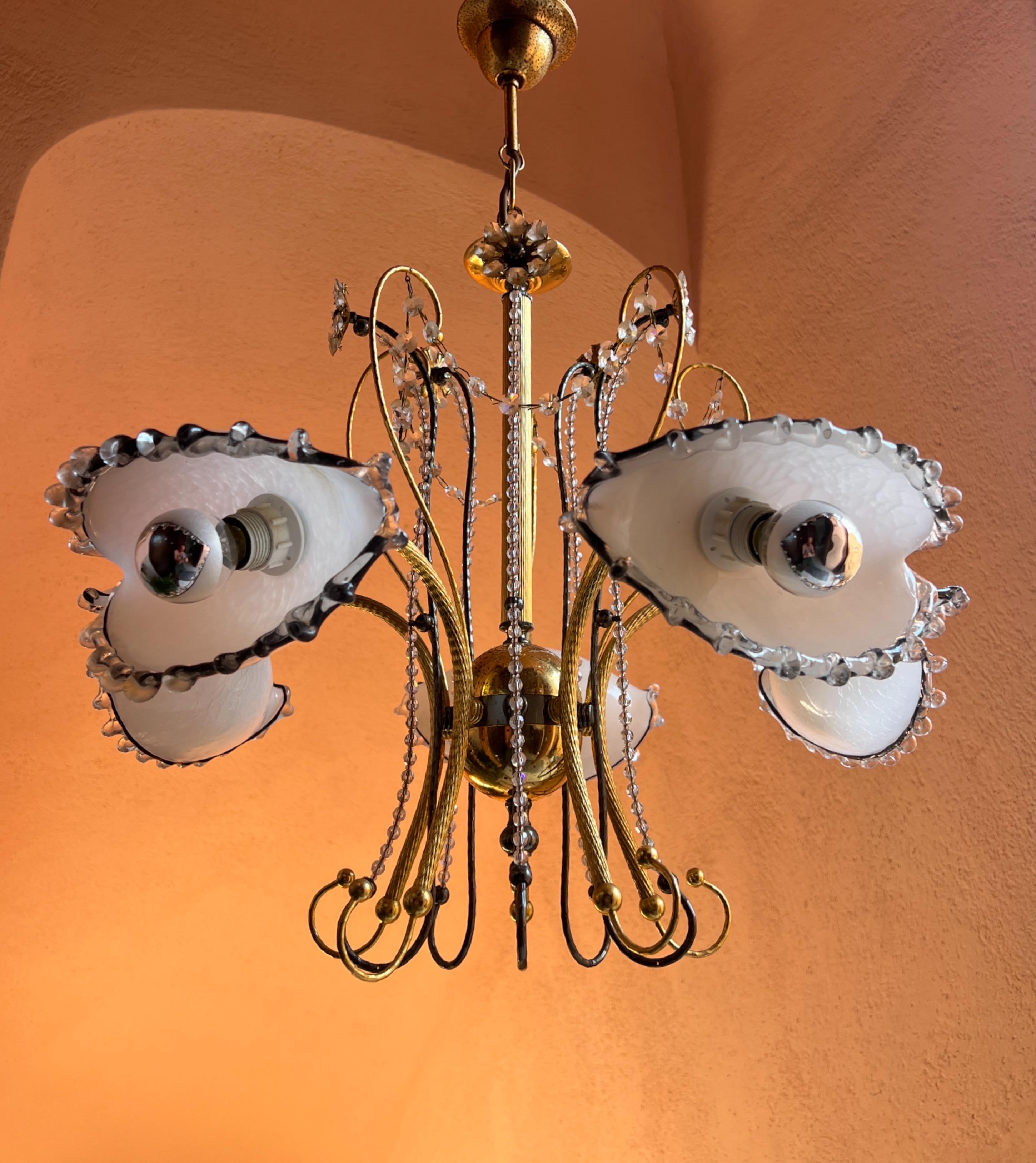 Lampadario in vetro di Murano della metà del secolo scorso 1980 in vendita 2