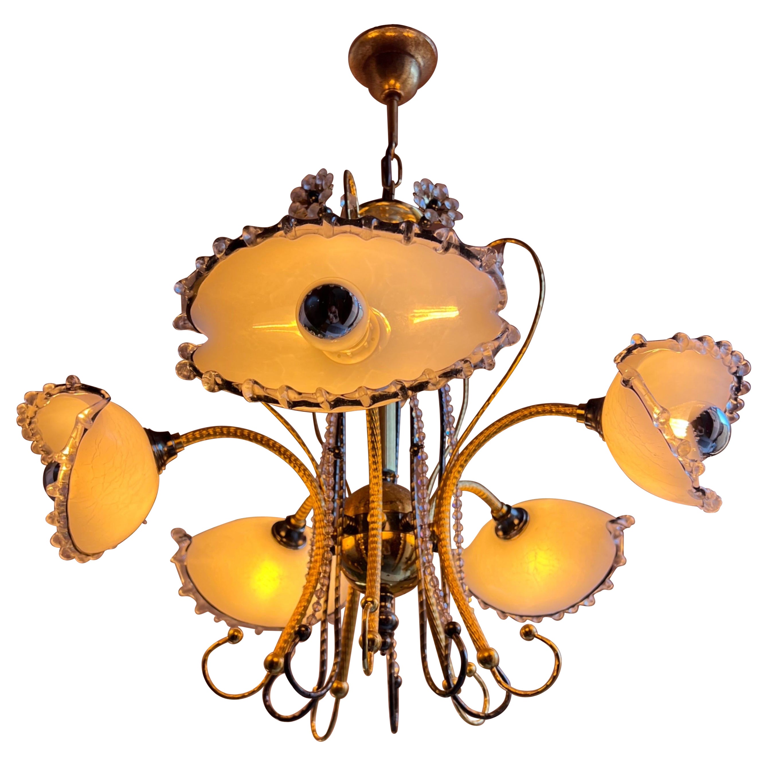 Lampadario in vetro di Murano della metà del secolo scorso 1980 in vendita