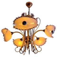 Midcentury modern Murano glass chandelier 1980
