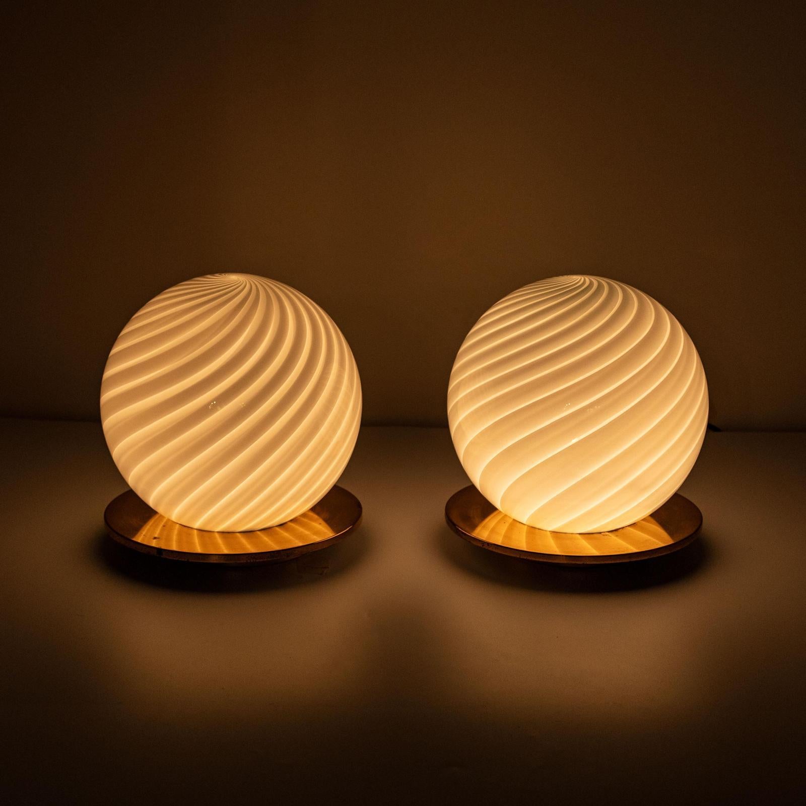 MidCentury Modern Murano Table Lamps in the Style of Venini, Italy, Set of Three 3