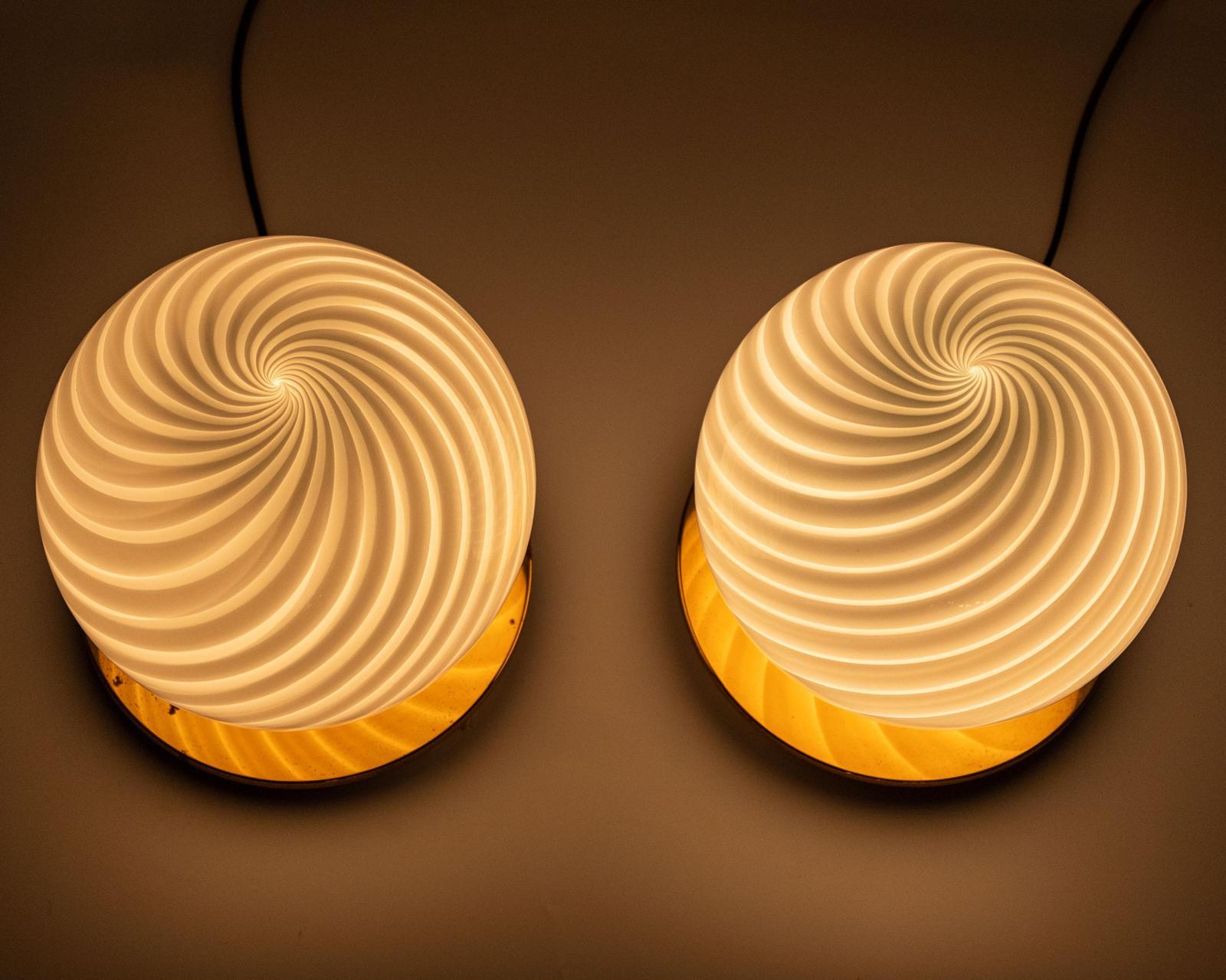 MidCentury Modern Murano Table Lamps in the Style of Venini, Italy, Set of Three 4