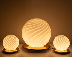 MidCentury Modern Murano Table Lamps in the Style of Venini, Italy, Set of Three