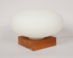 Mid-Century Modern Mushroom Table Lamp with Walnut Base