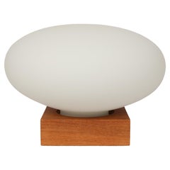 Mid-Century Modern Mushroom Table Lamp with Walnut Base
