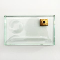 Mid-Century Modern Nile Green Glass Desk Pen Holder, 1950s