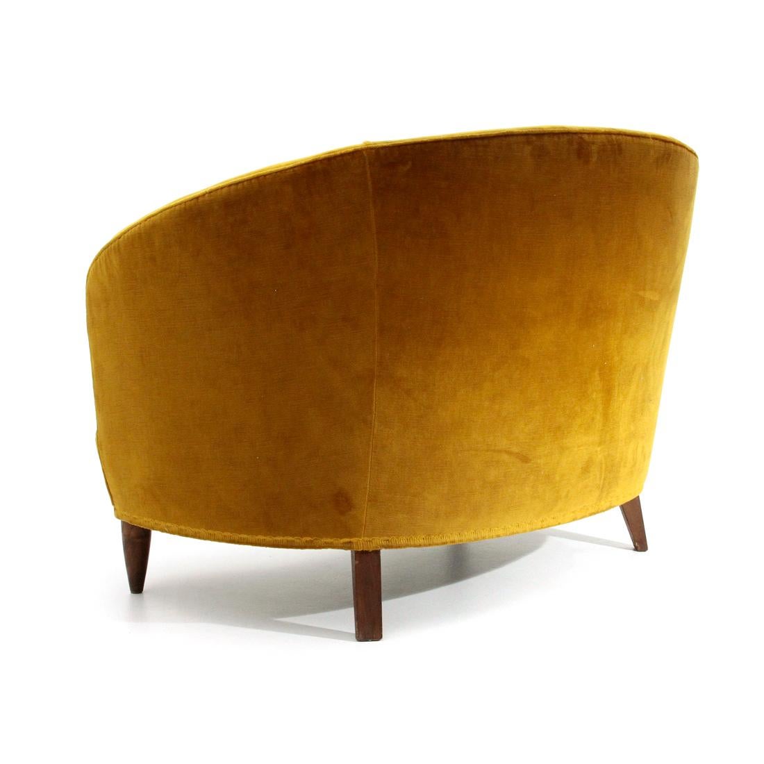 Mid-Century Modern Ocher Velvet 2-Seat Sofa, 1930s 1