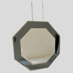 Midcentury Modern Octagonal Beveled Mirror, Smoked Glass, Italy, 1960s