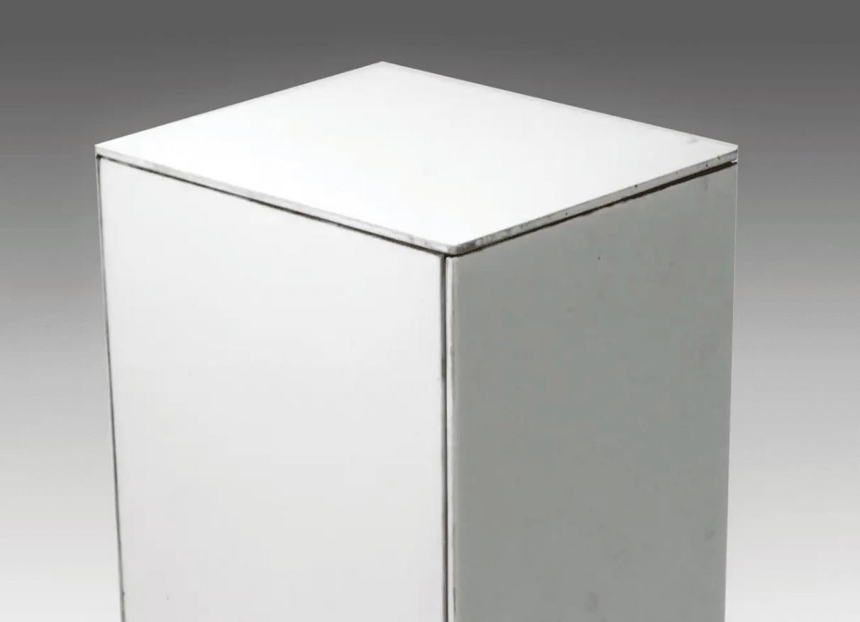Unknown Midcentury Modern Opaque White Glass Paneled Pedestal For Sale